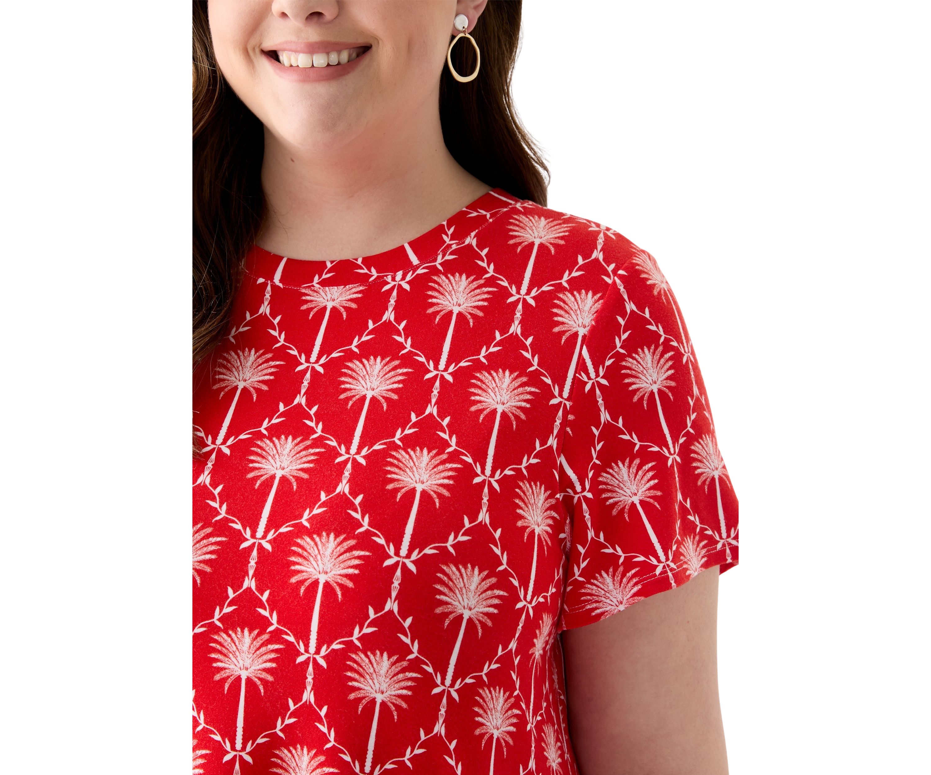 Plus Size Printed Pleated Back T-Shirt