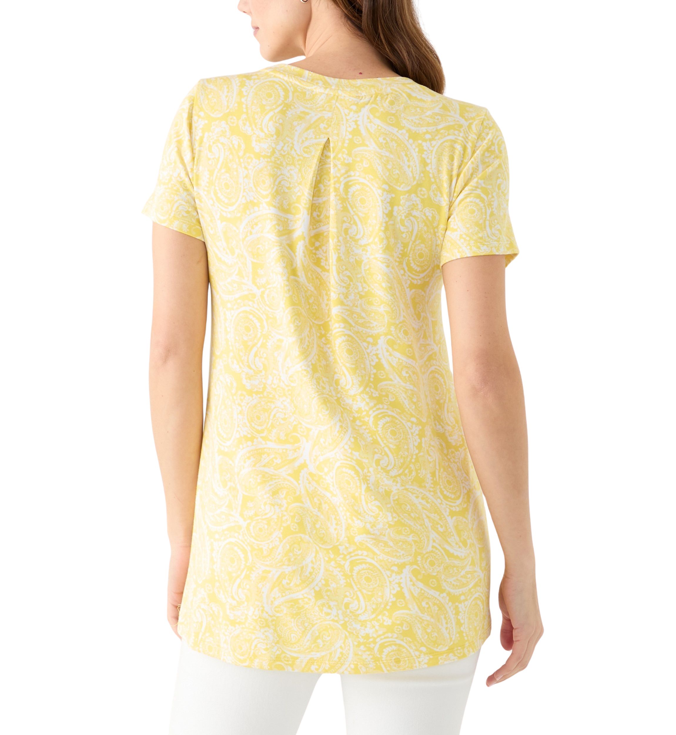 Womens Short Sleeve Pleat Back T-Shirt