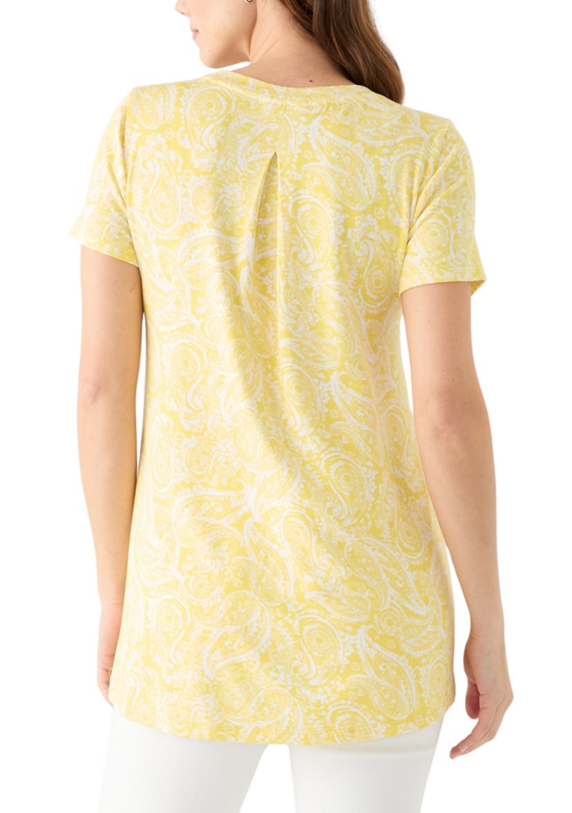 Womens Short Sleeve Pleat Back T-Shirt