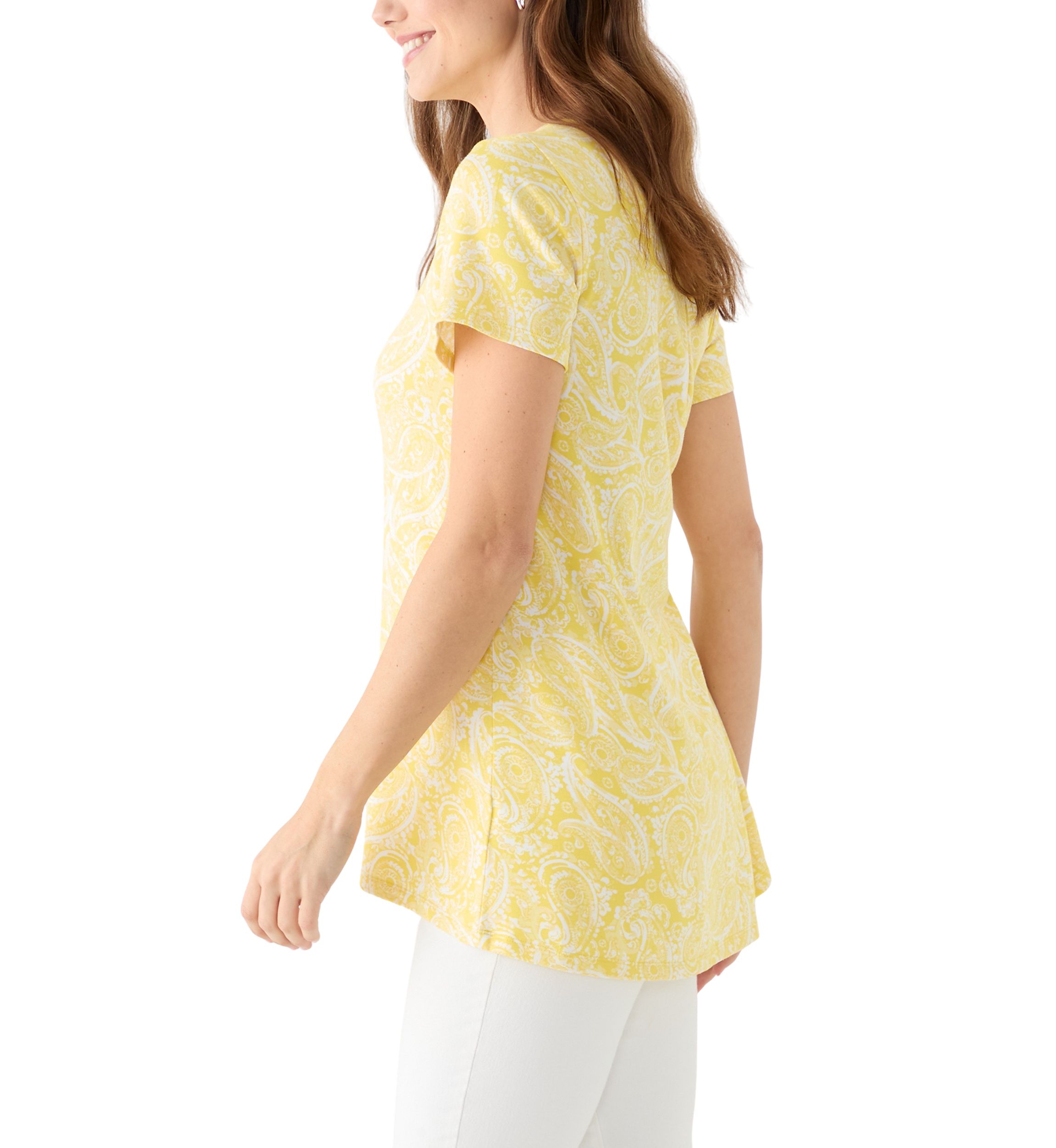 Womens Short Sleeve Pleat Back T-Shirt