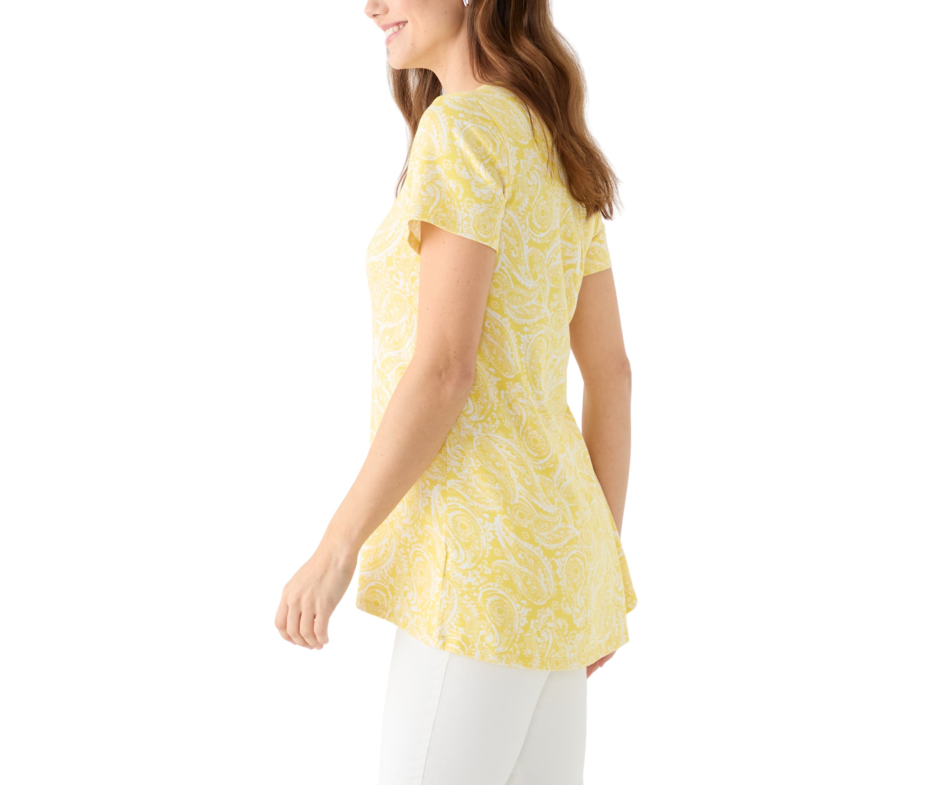 Womens Short Sleeve Pleat Back T-Shirt