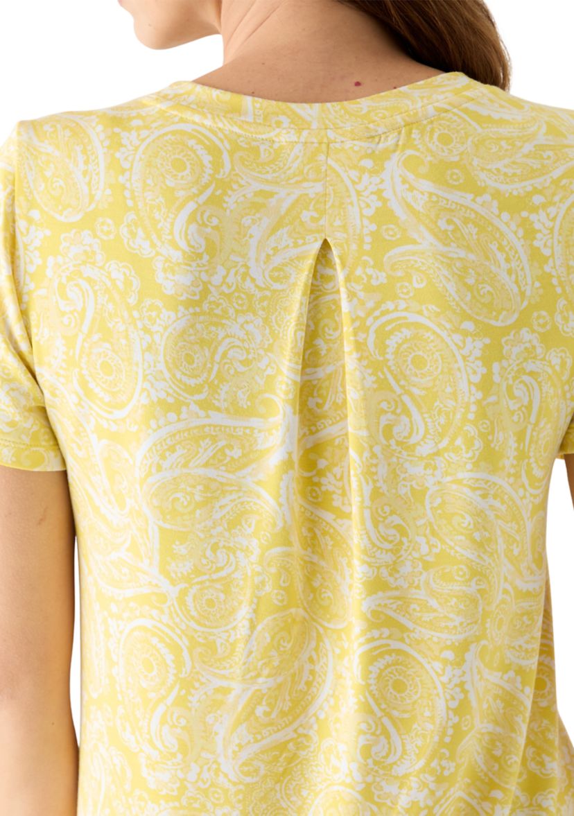 Womens Short Sleeve Pleat Back T-Shirt