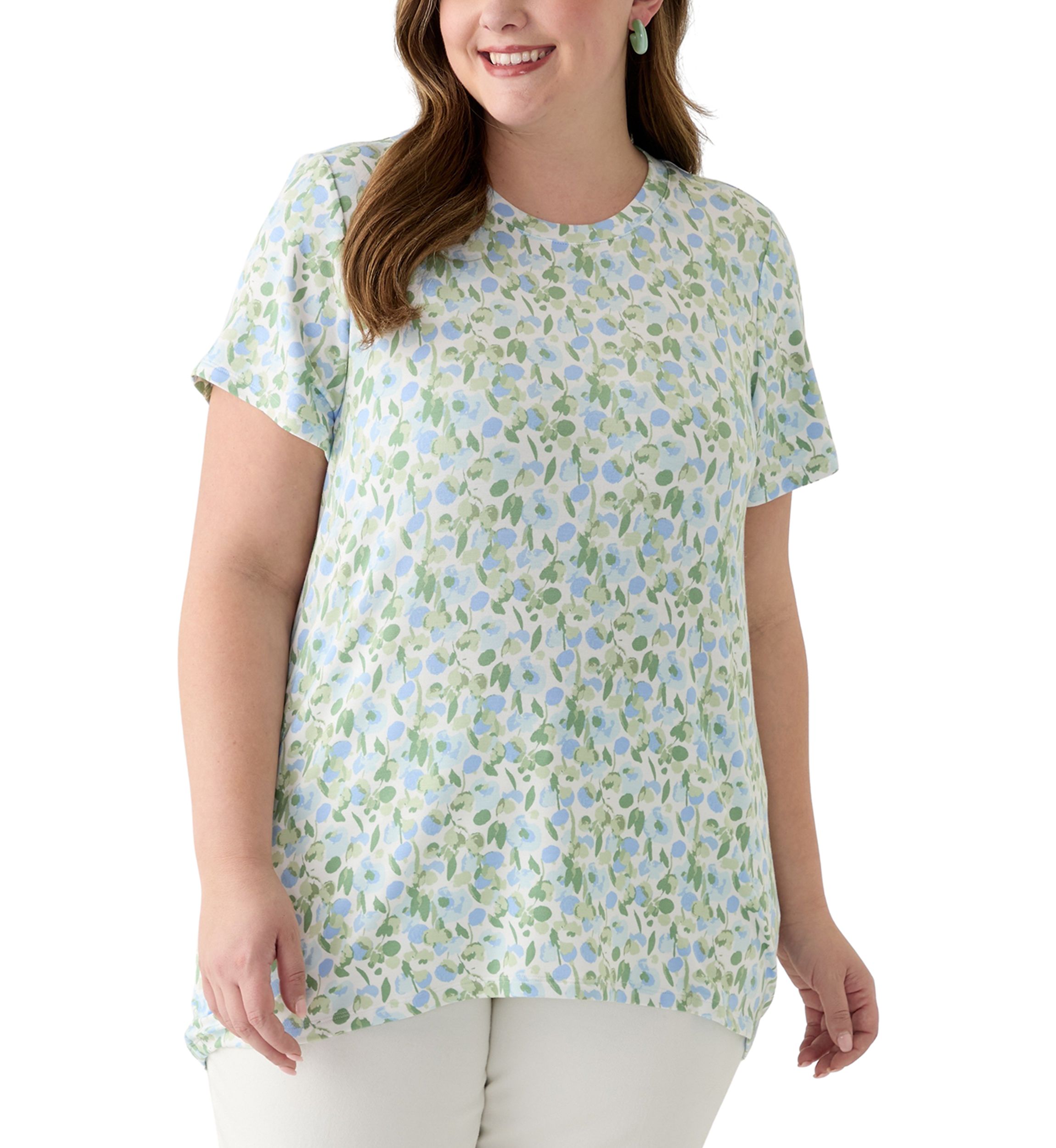 Plus Size Printed Pleated Back T-Shirt