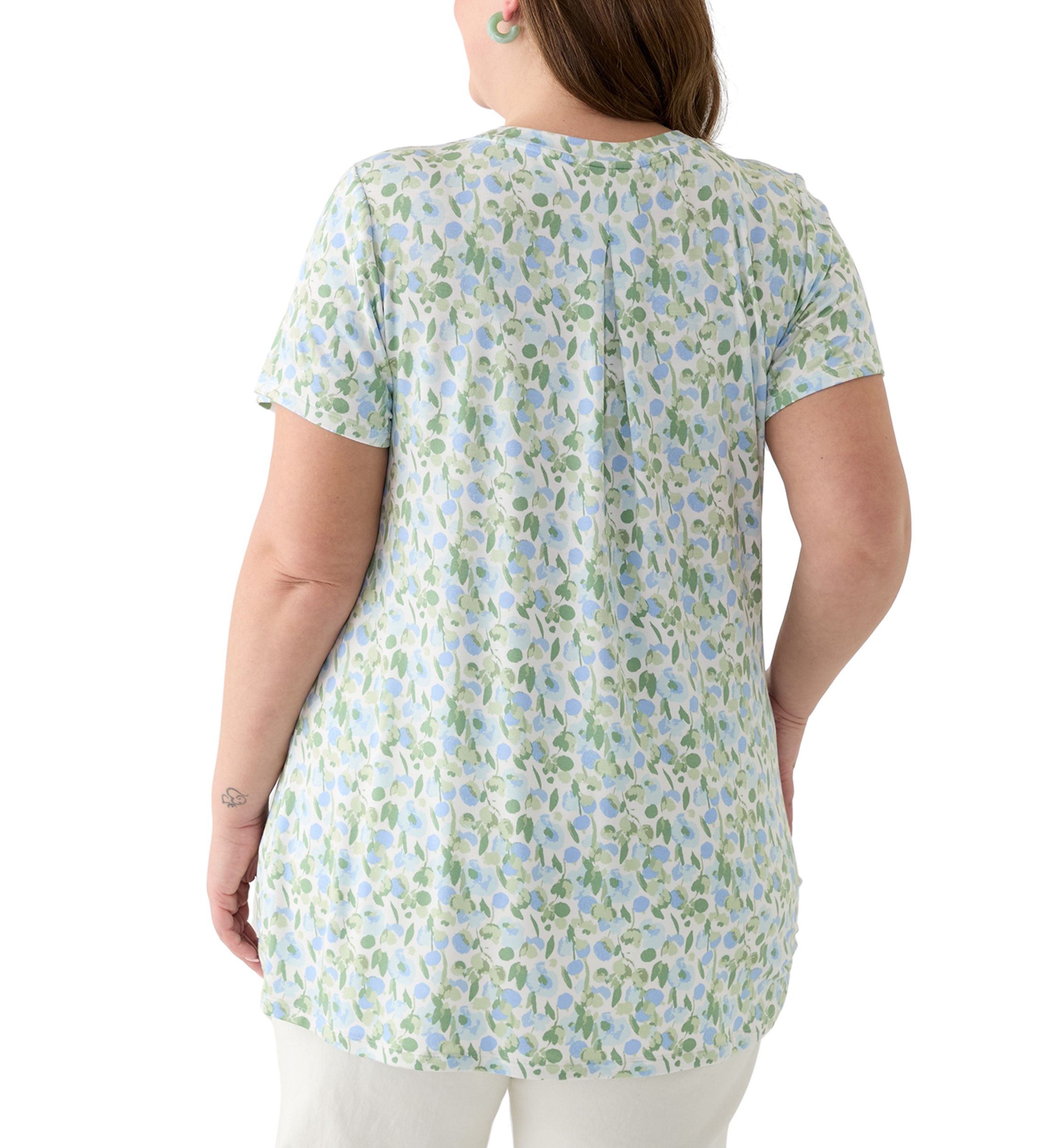 Plus Size Printed Pleated Back T-Shirt
