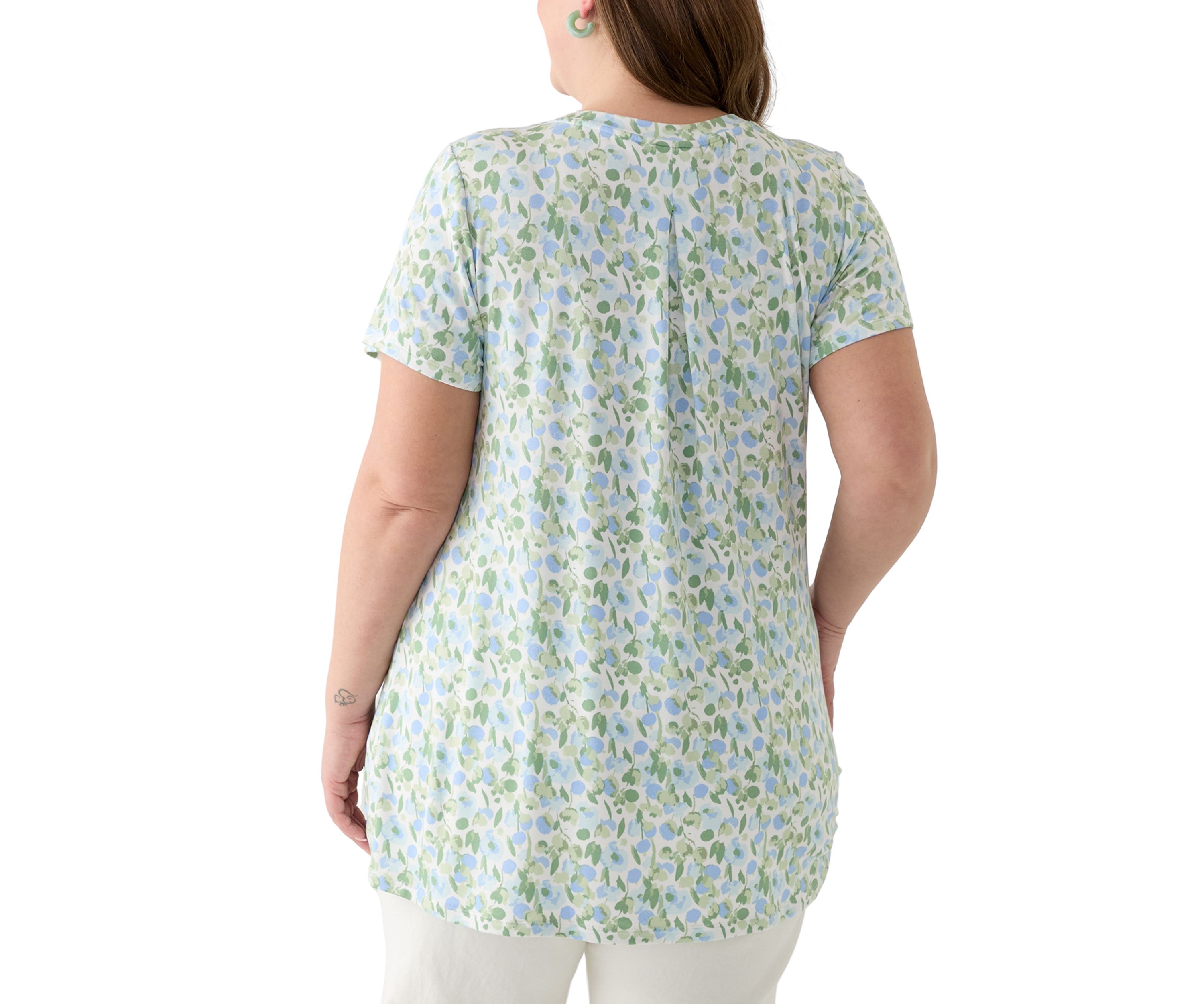 Plus Size Printed Pleated Back T-Shirt