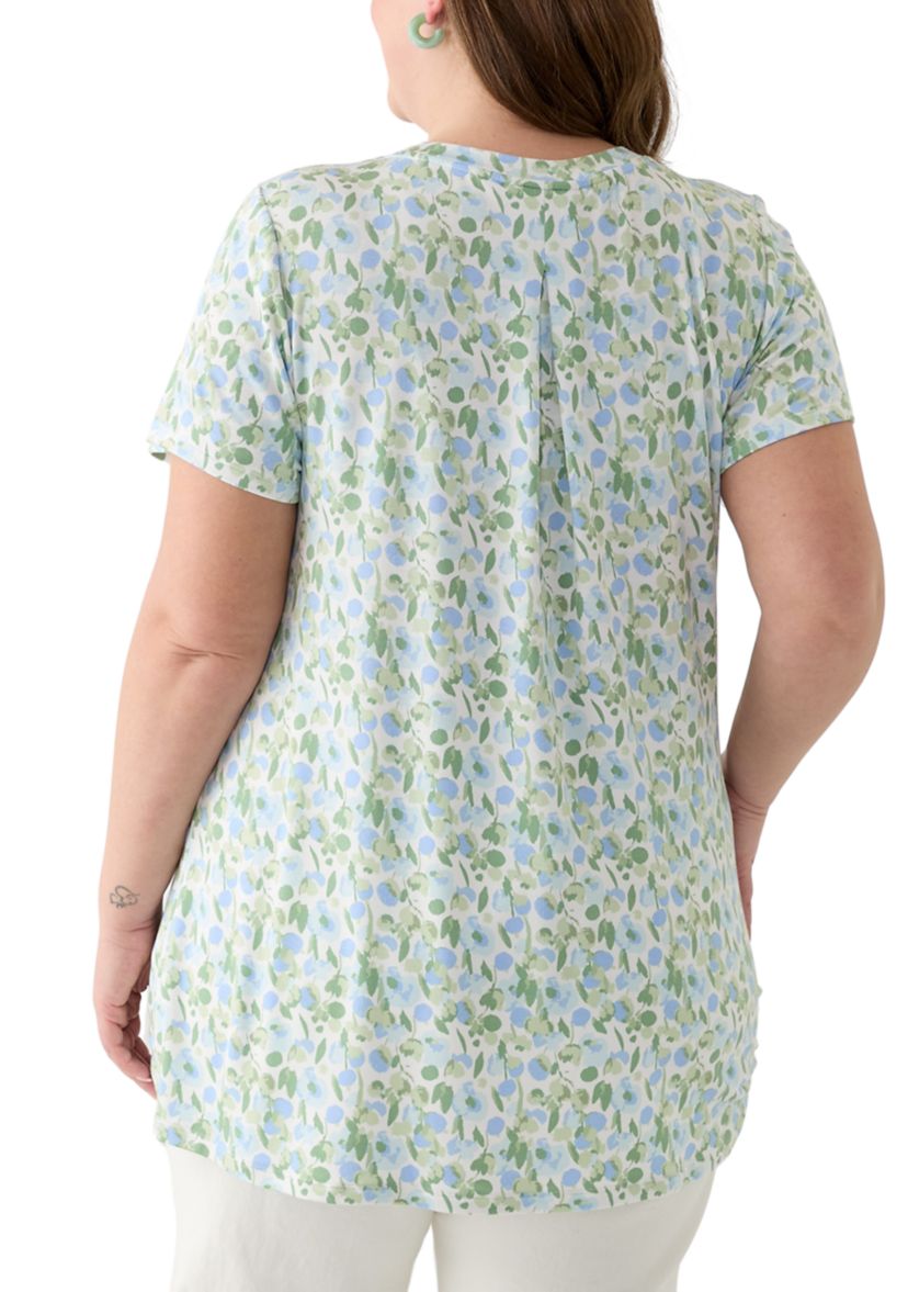 Plus Size Printed Pleated Back T-Shirt