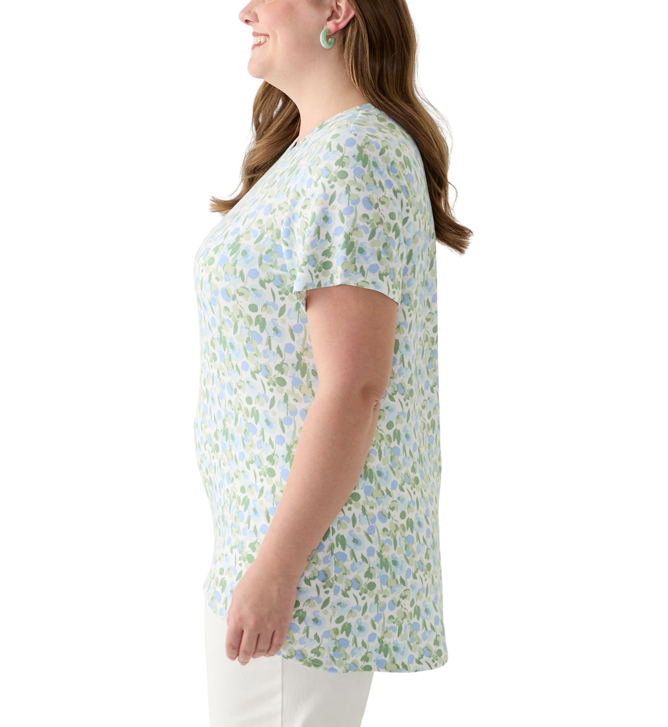 Plus Size Printed Pleated Back T-Shirt