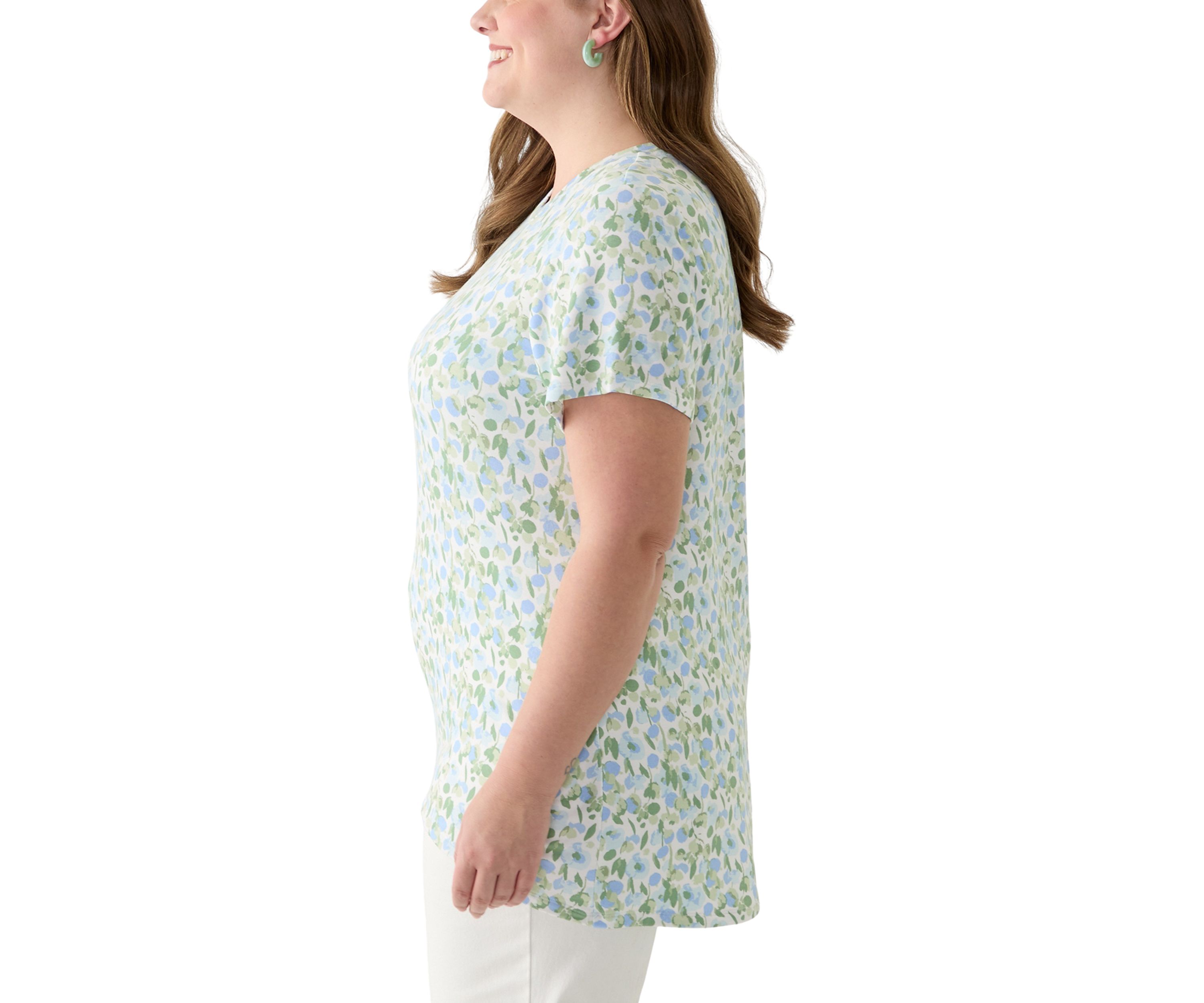 Plus Size Printed Pleated Back T-Shirt