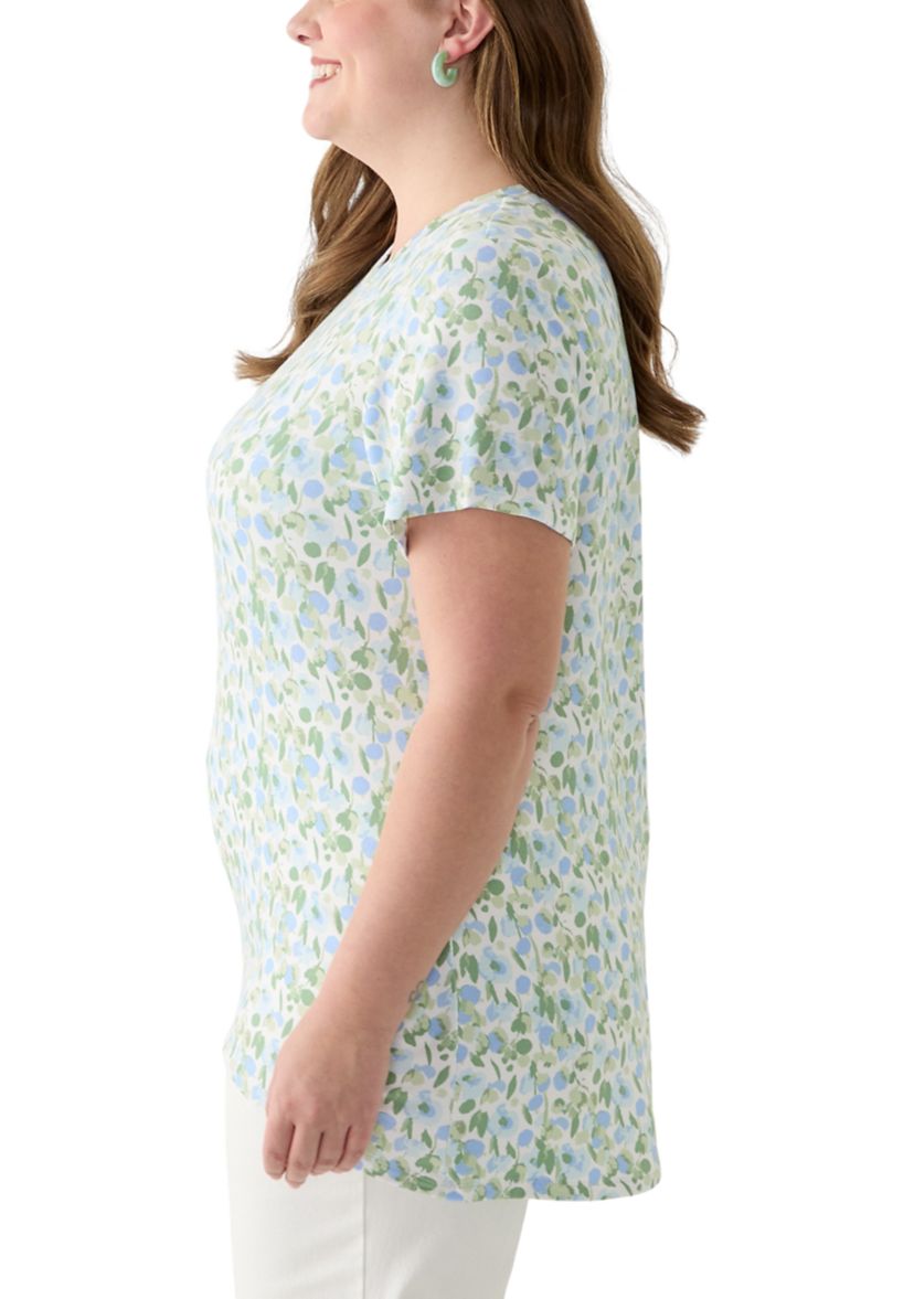 Plus Size Printed Pleated Back T-Shirt