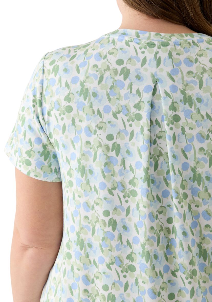 Plus Size Printed Pleated Back T-Shirt