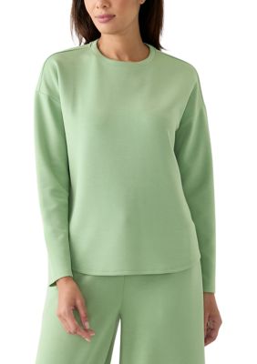 Crown & Ivy Women's Drop Shoulder Smile Hem Top