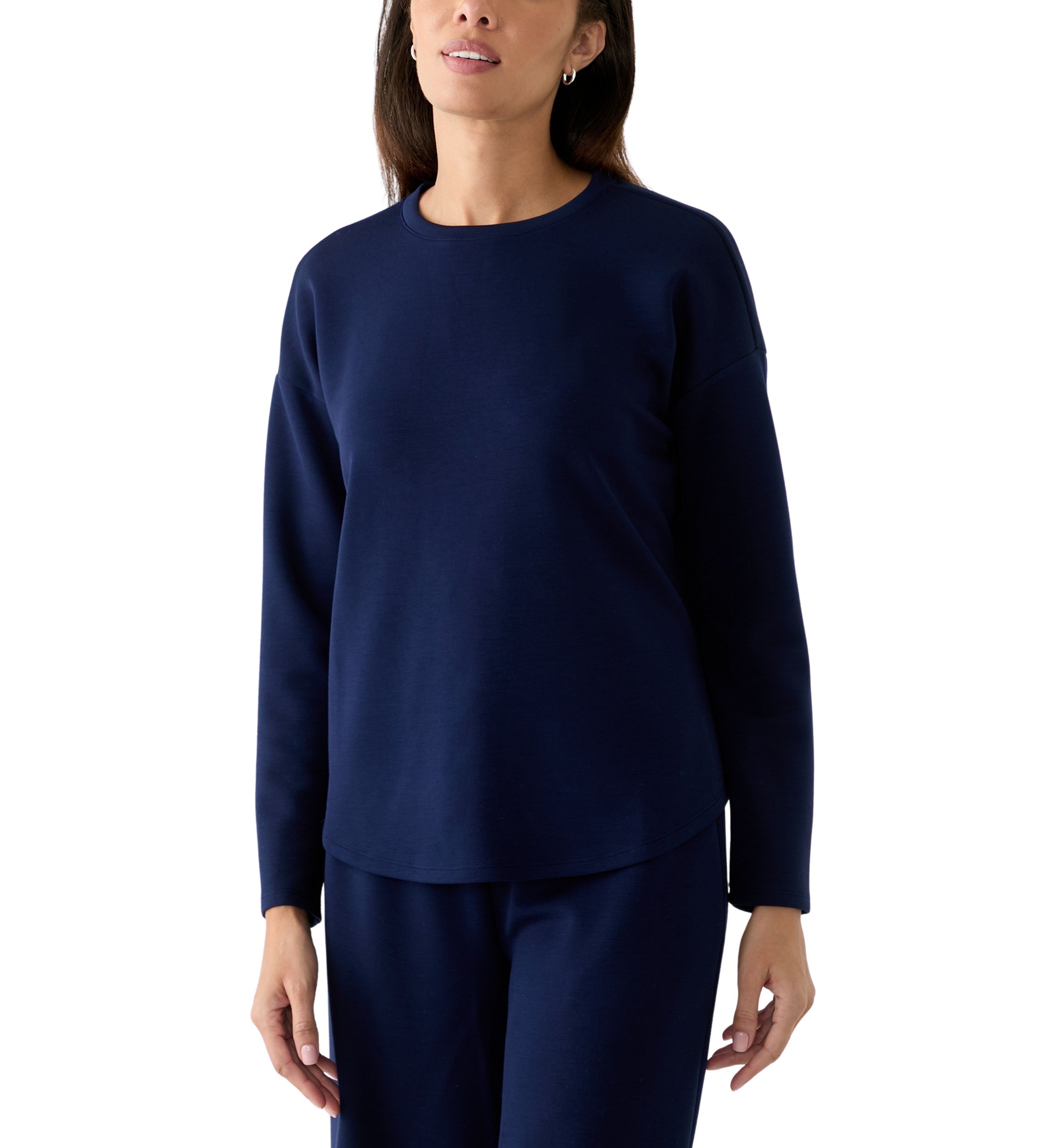 Womens Drop Shoulder Smile Hem Top