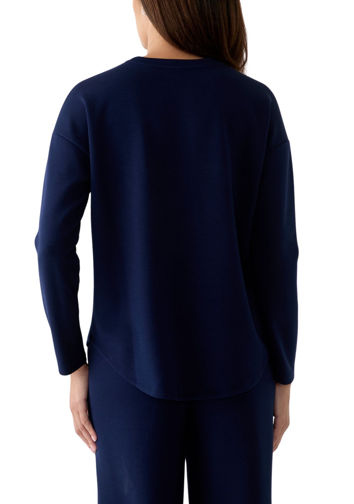Womens Drop Shoulder Smile Hem Top