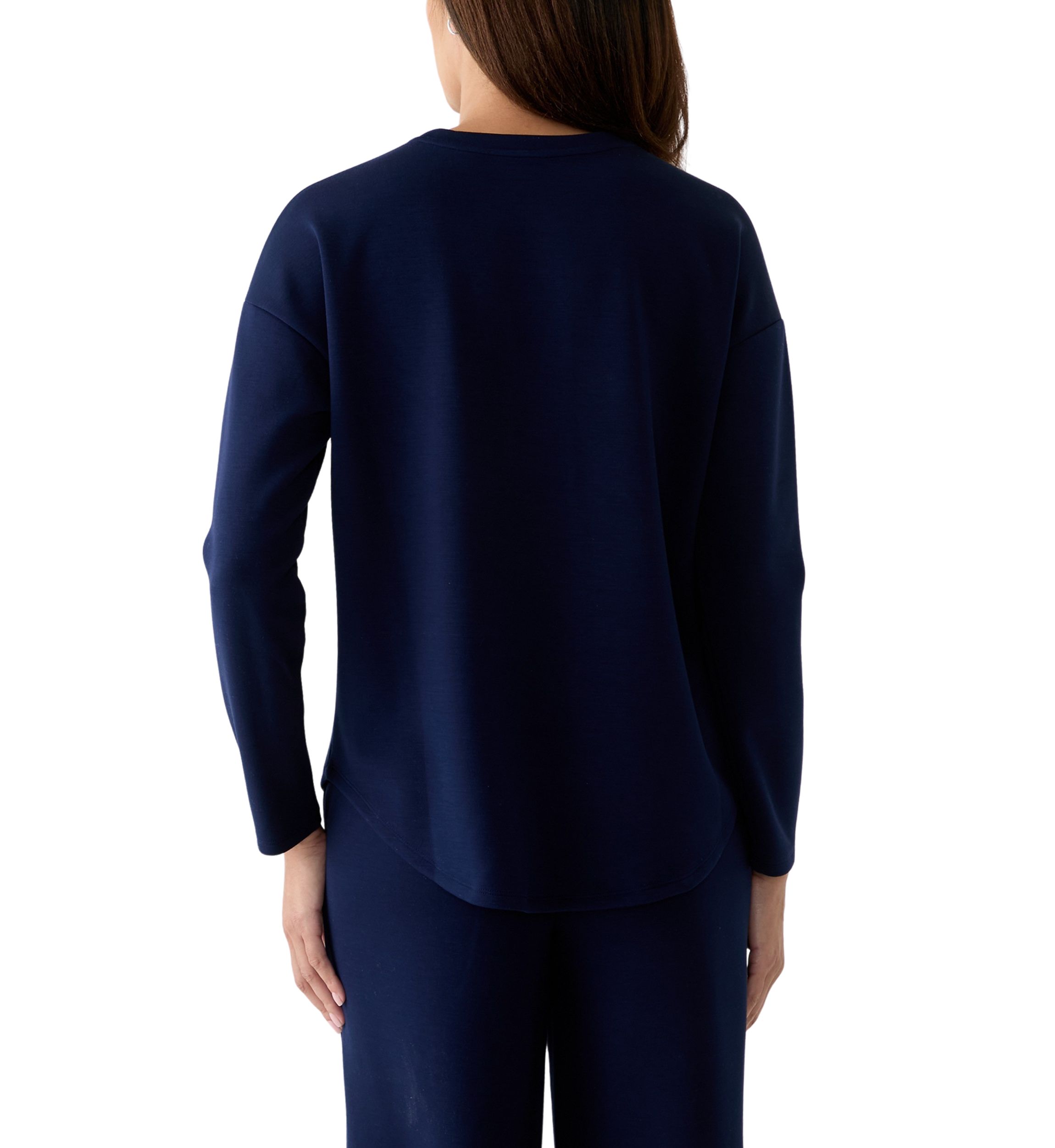 Womens Drop Shoulder Smile Hem Top