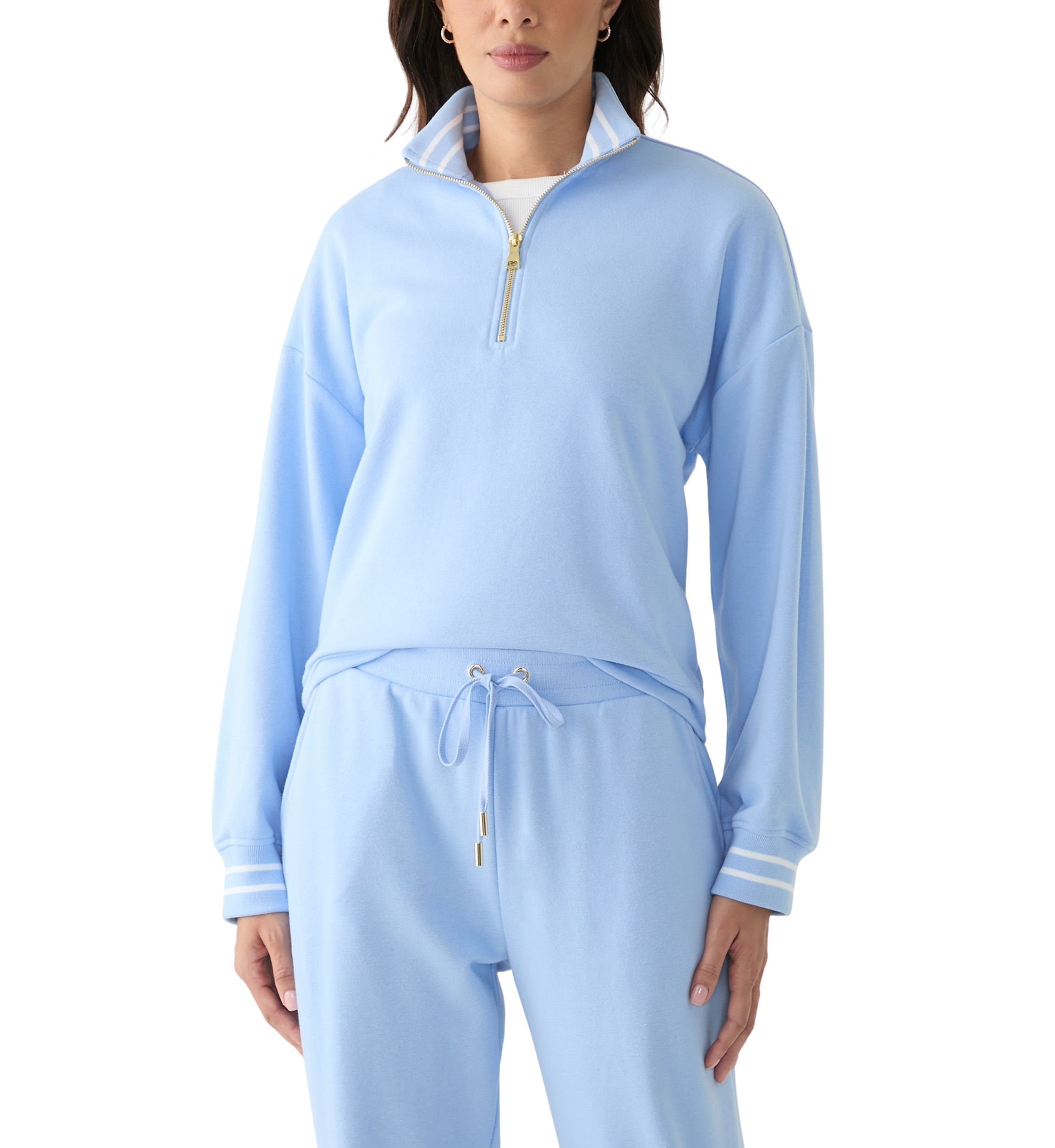 Womens Long Sleeve Zip Henley Sweatshirt