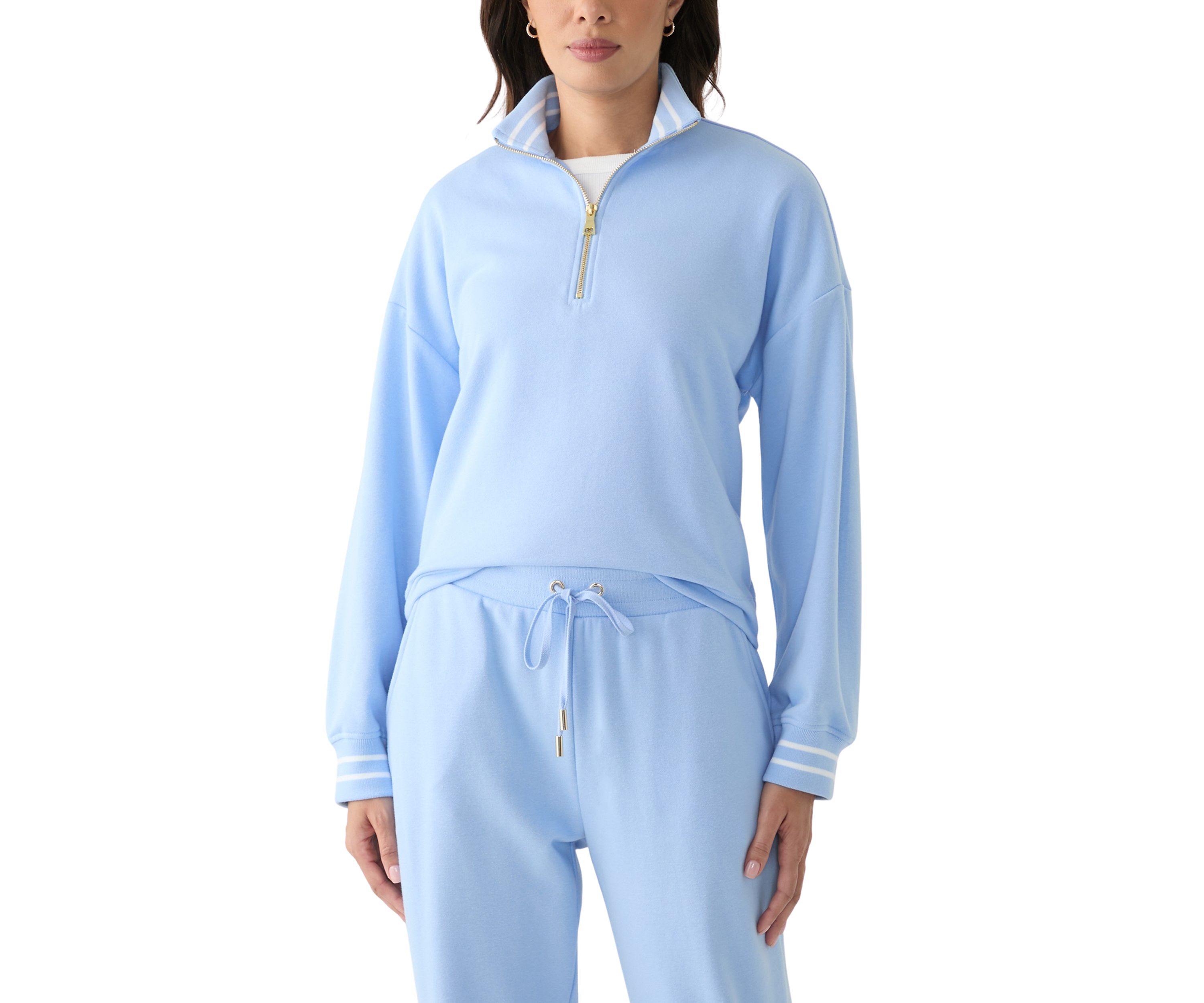 Womens Long Sleeve Zip Henley Sweatshirt