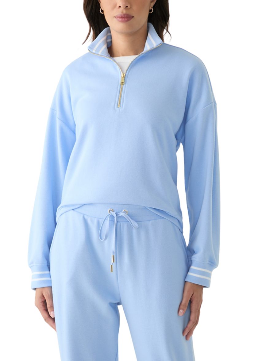 Womens Long Sleeve Zip Henley Sweatshirt