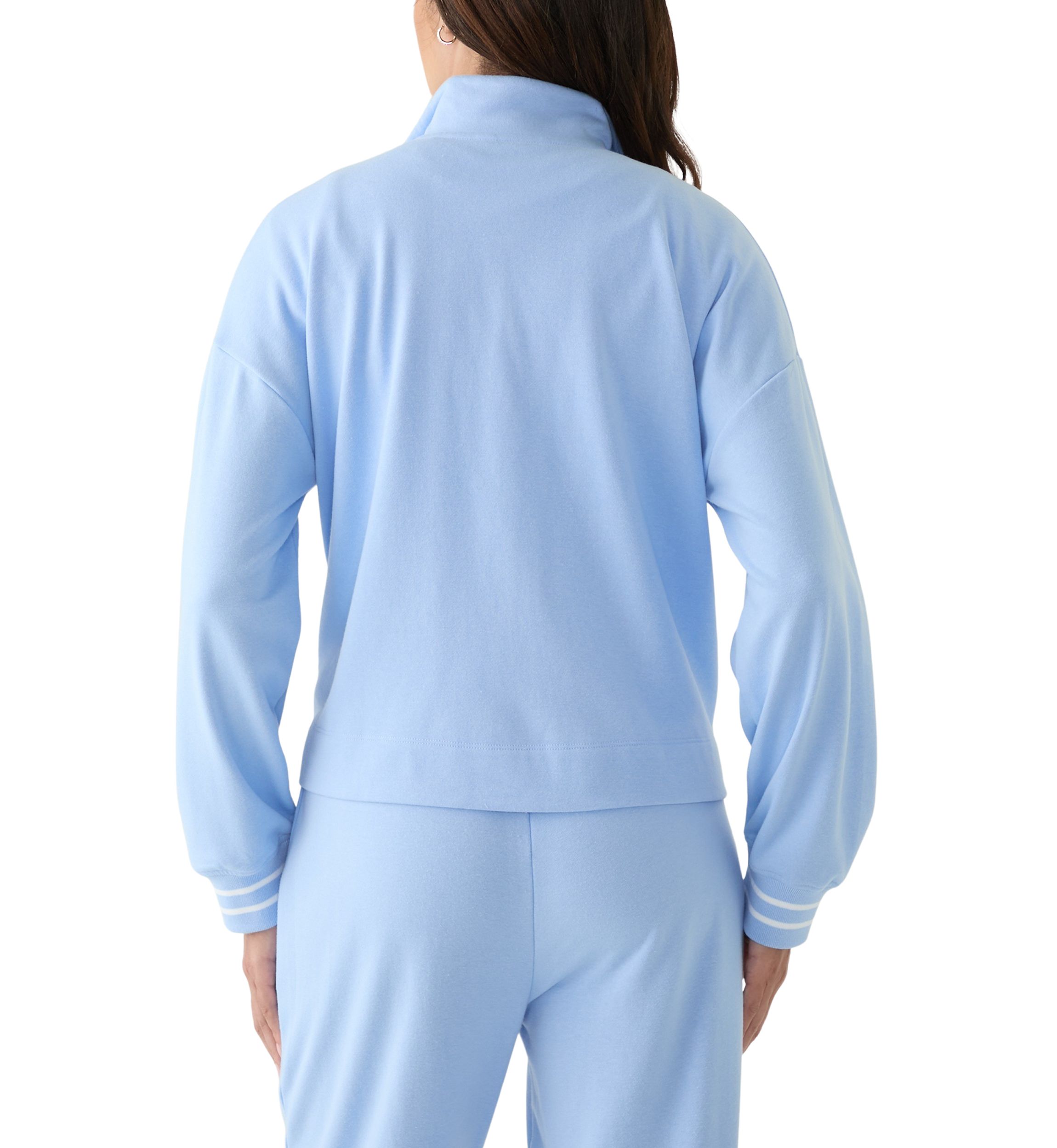 Womens Long Sleeve Zip Henley Sweatshirt