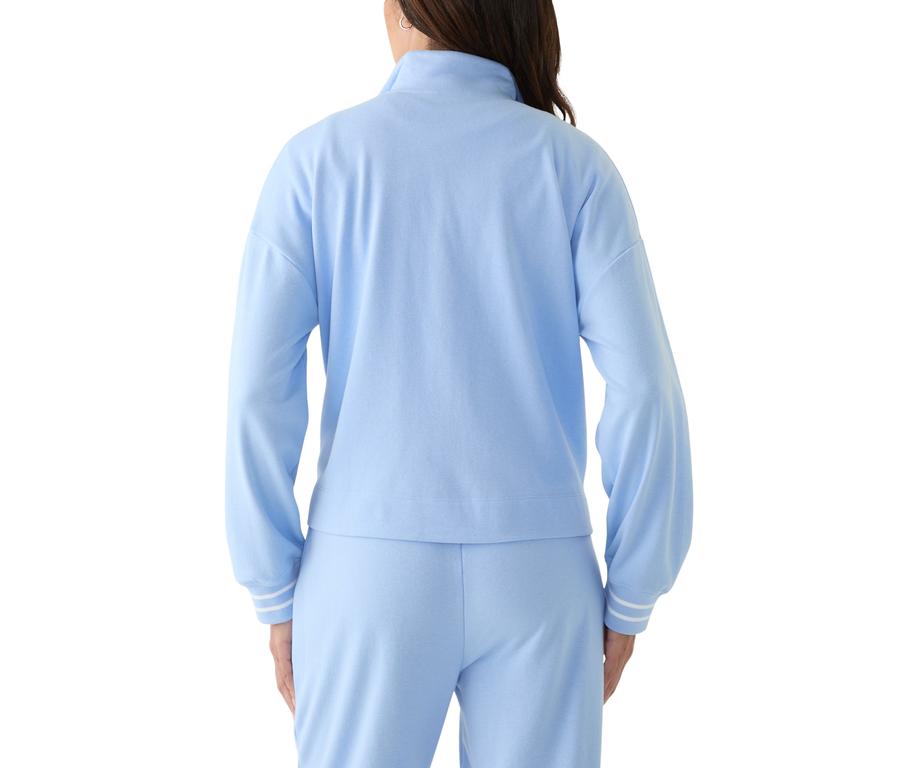 Womens Long Sleeve Zip Henley Sweatshirt