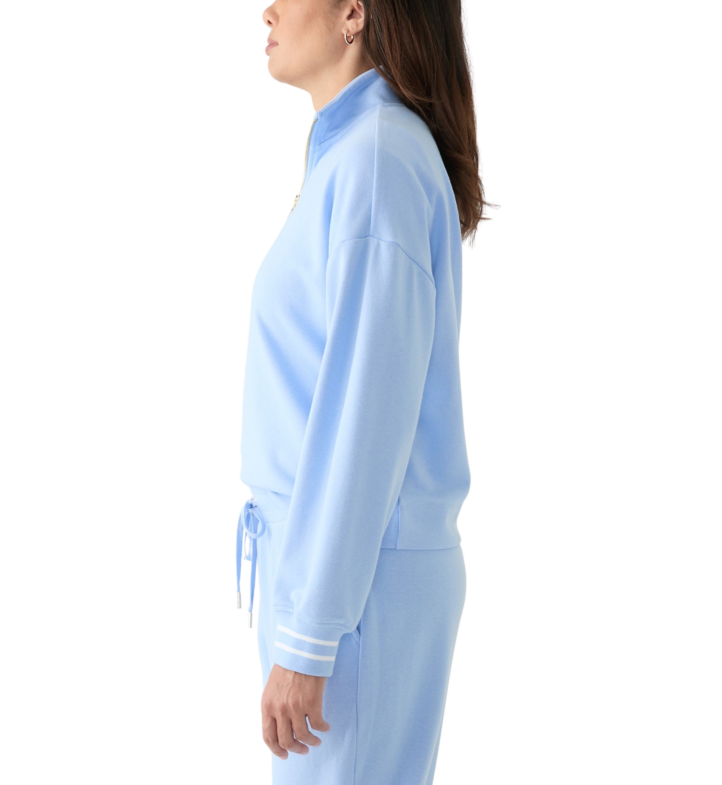 Womens Long Sleeve Zip Henley Sweatshirt