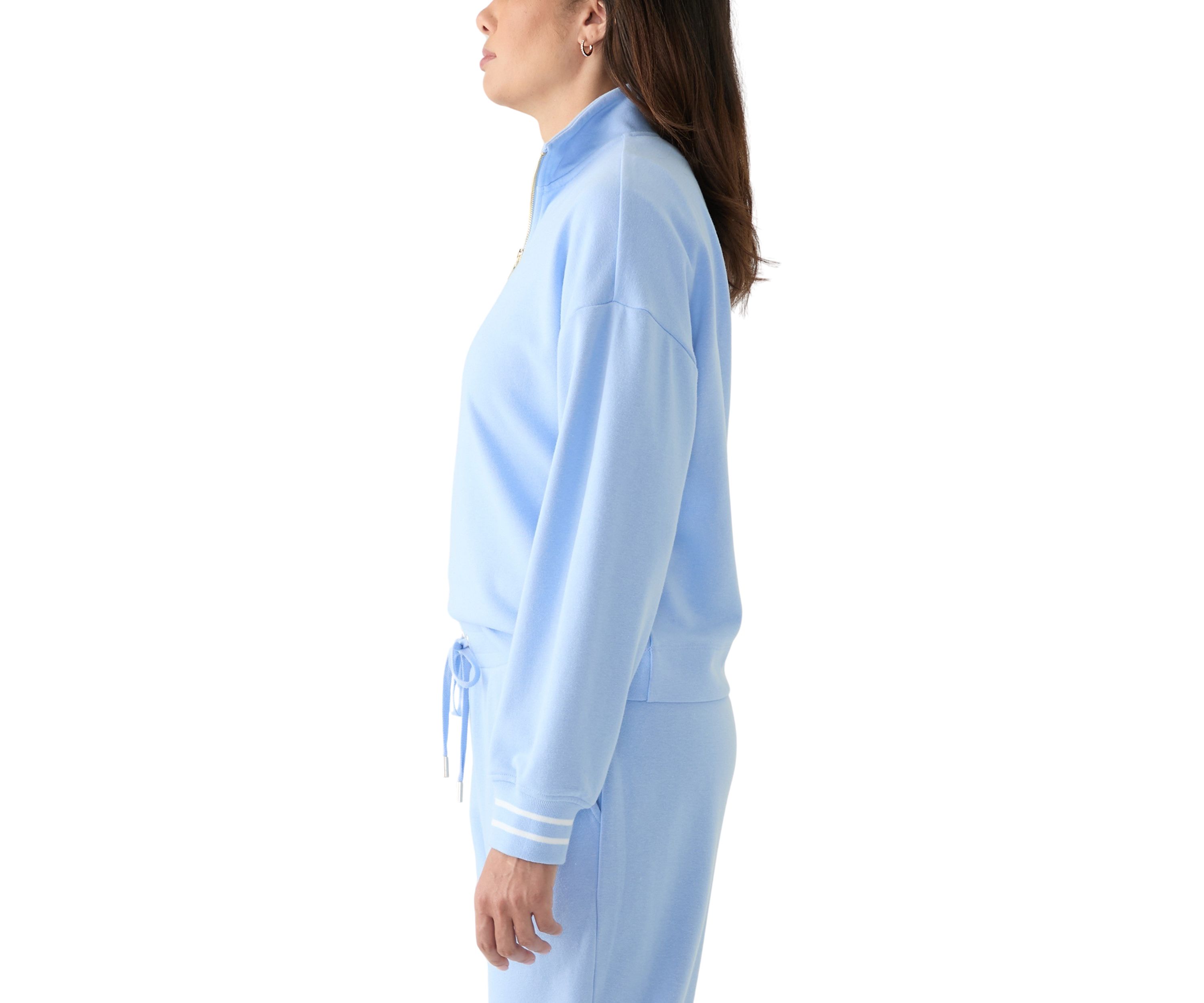 Womens Long Sleeve Zip Henley Sweatshirt