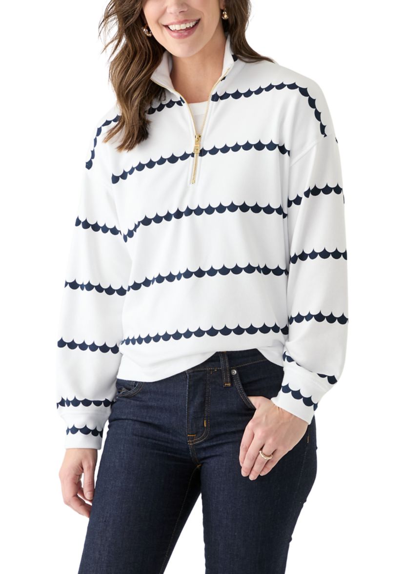 Womens 1/4 Zip Printed Popover Sweatshirt
