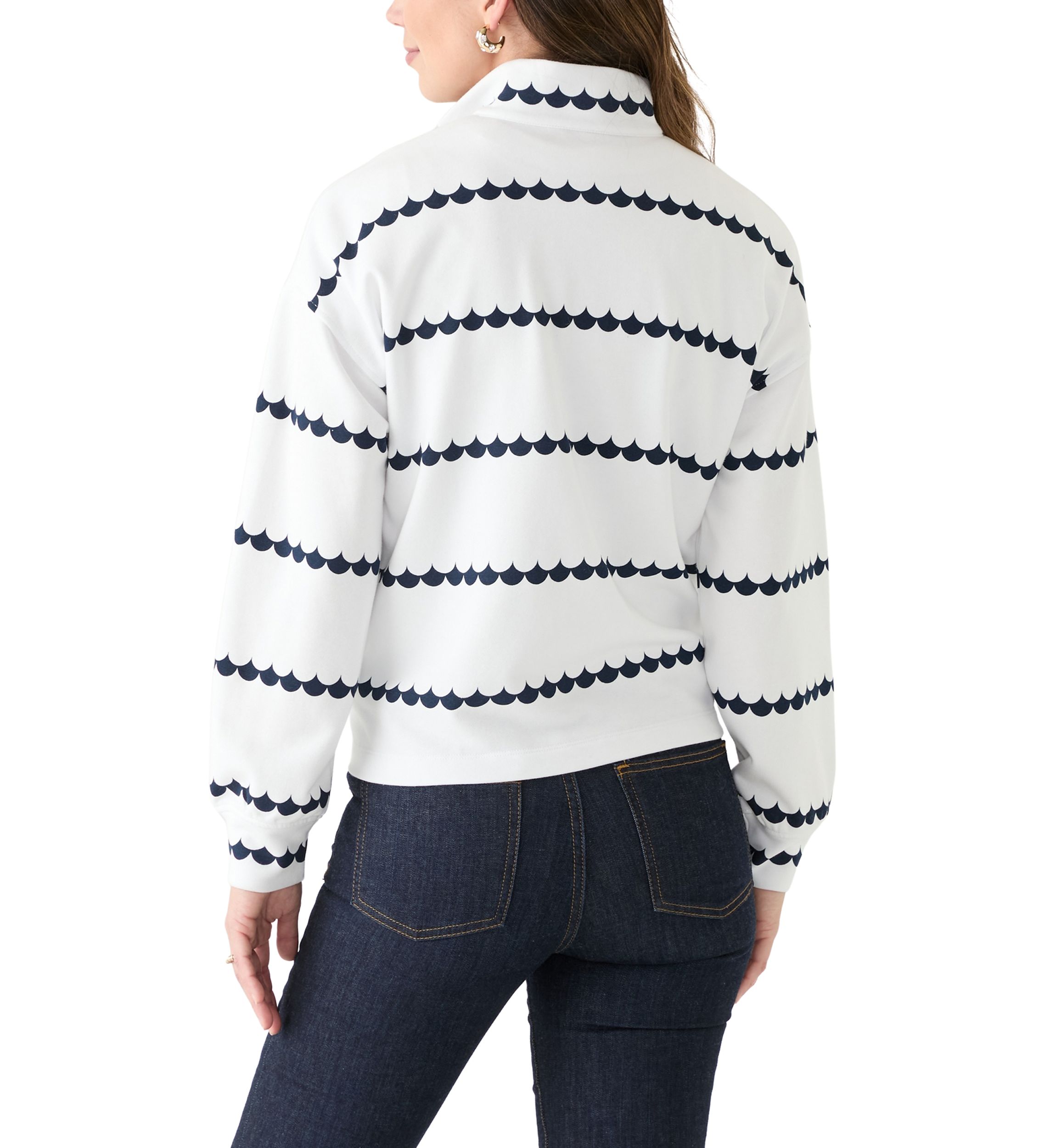 Womens 1/4 Zip Printed Popover Sweatshirt
