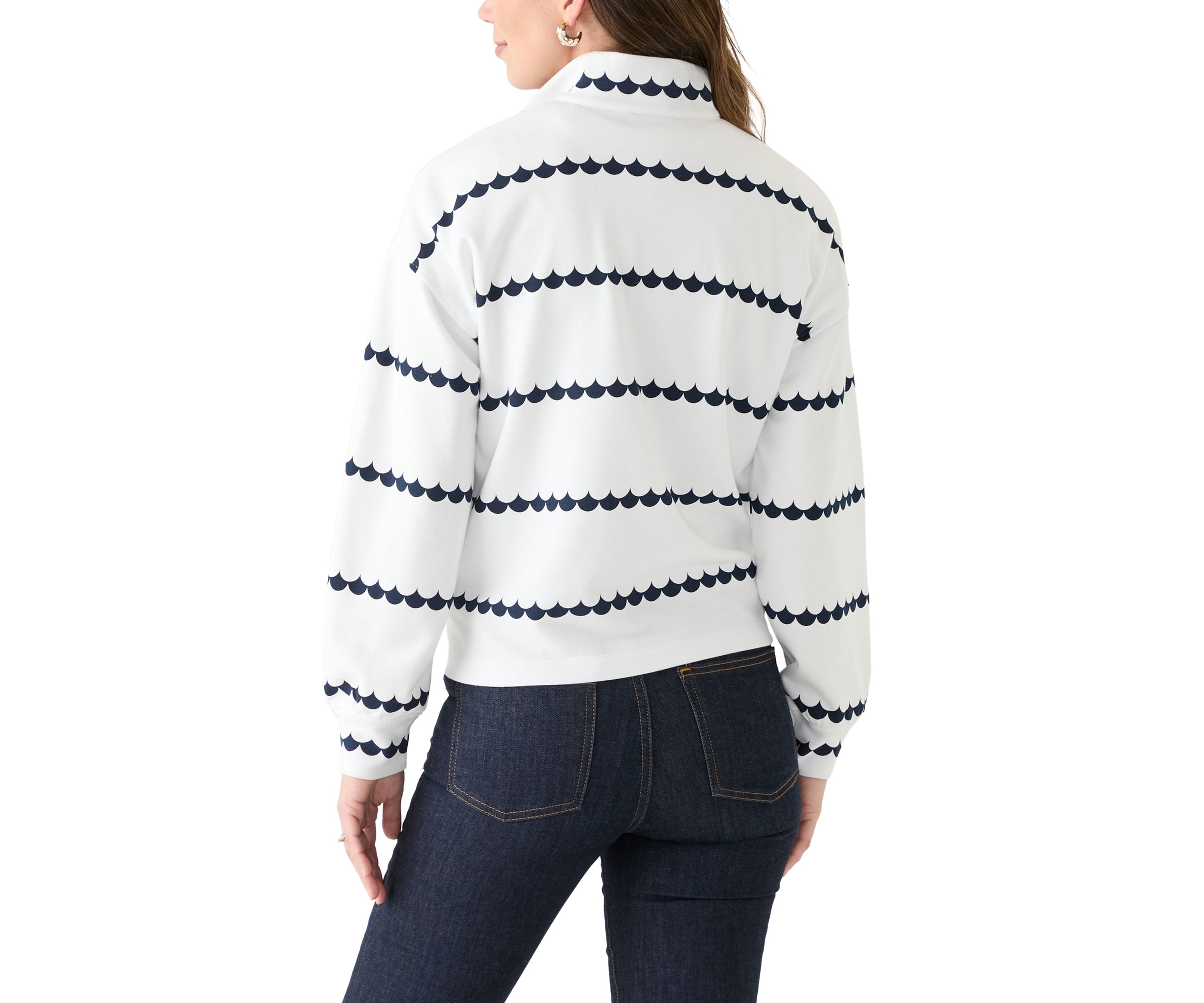 Womens 1/4 Zip Printed Popover Sweatshirt