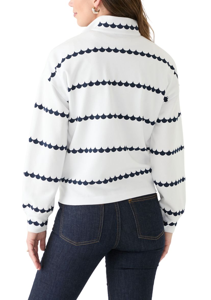 Womens 1/4 Zip Printed Popover Sweatshirt