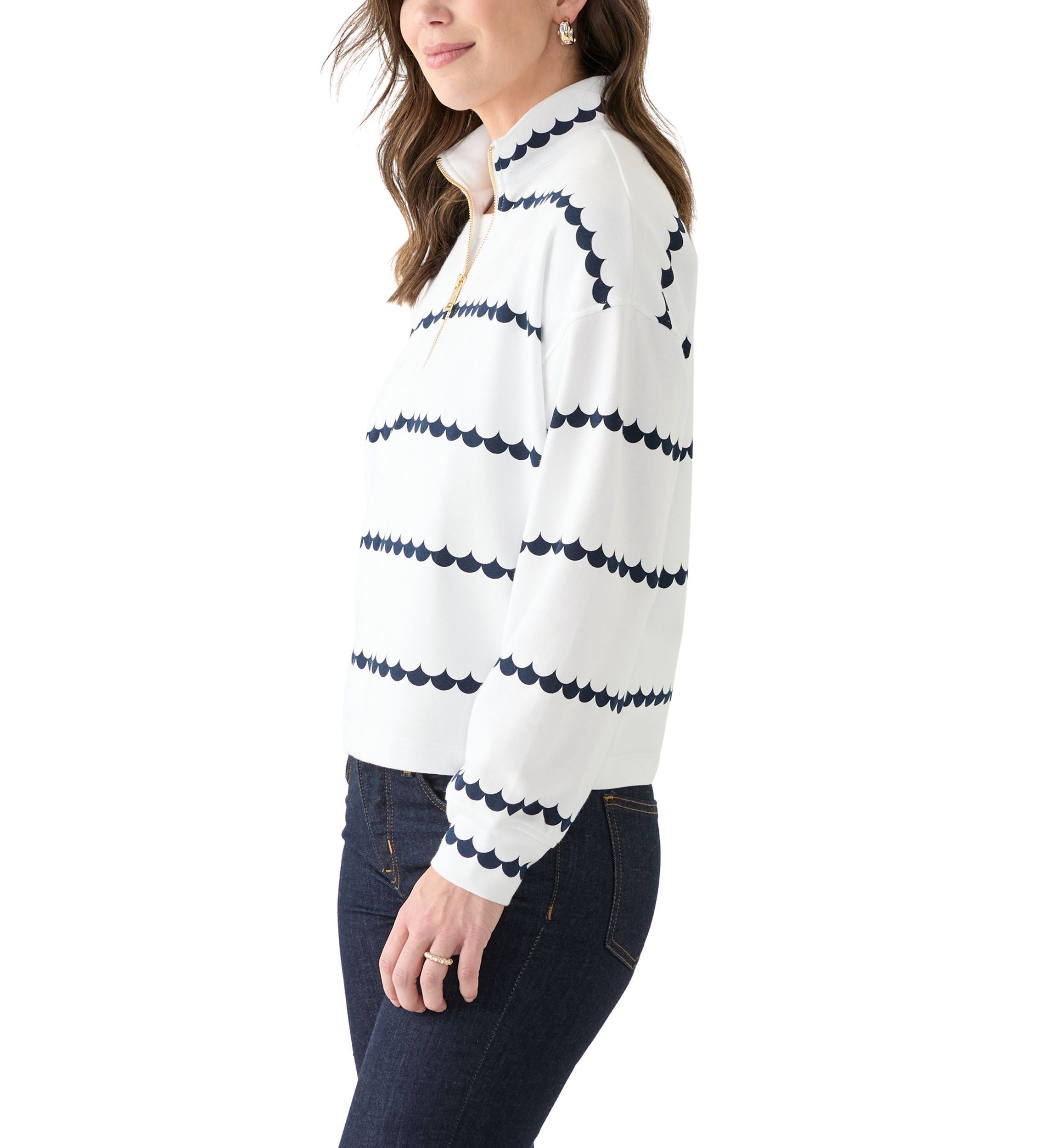 Womens 1/4 Zip Printed Popover Sweatshirt