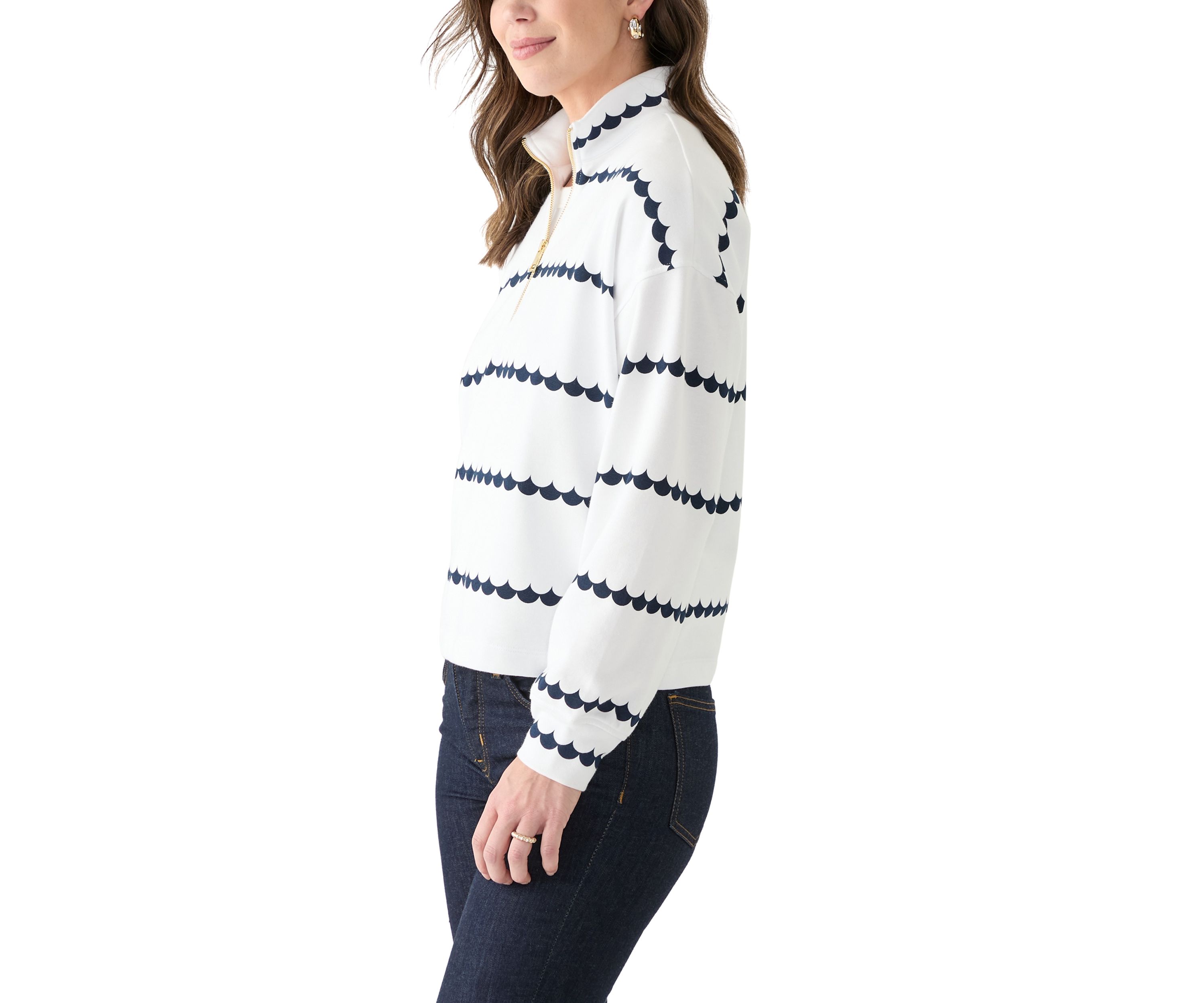 Womens 1/4 Zip Printed Popover Sweatshirt