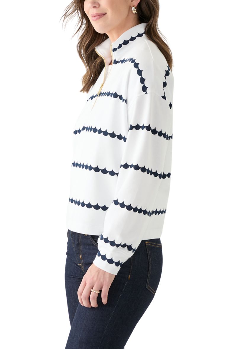 Womens 1/4 Zip Printed Popover Sweatshirt