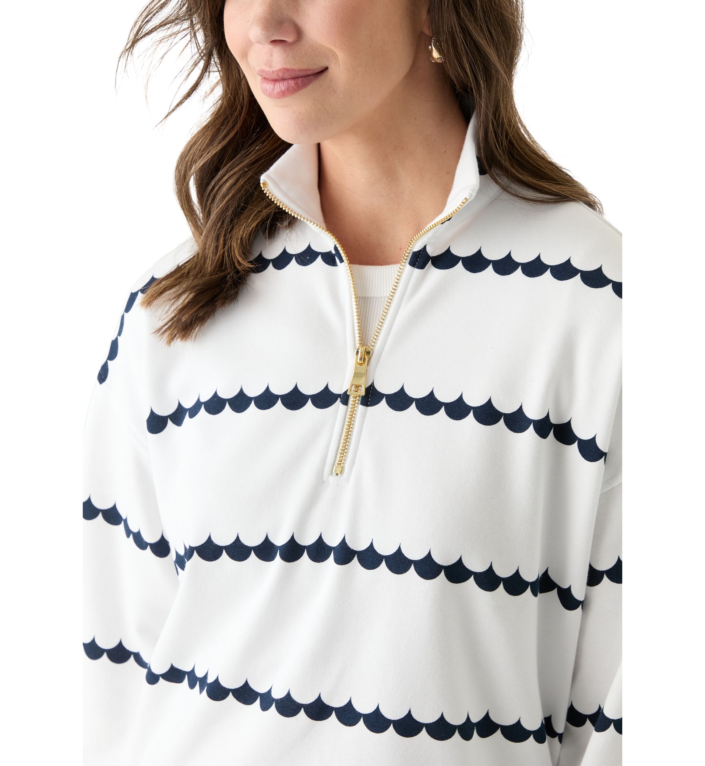 Womens 1/4 Zip Printed Popover Sweatshirt