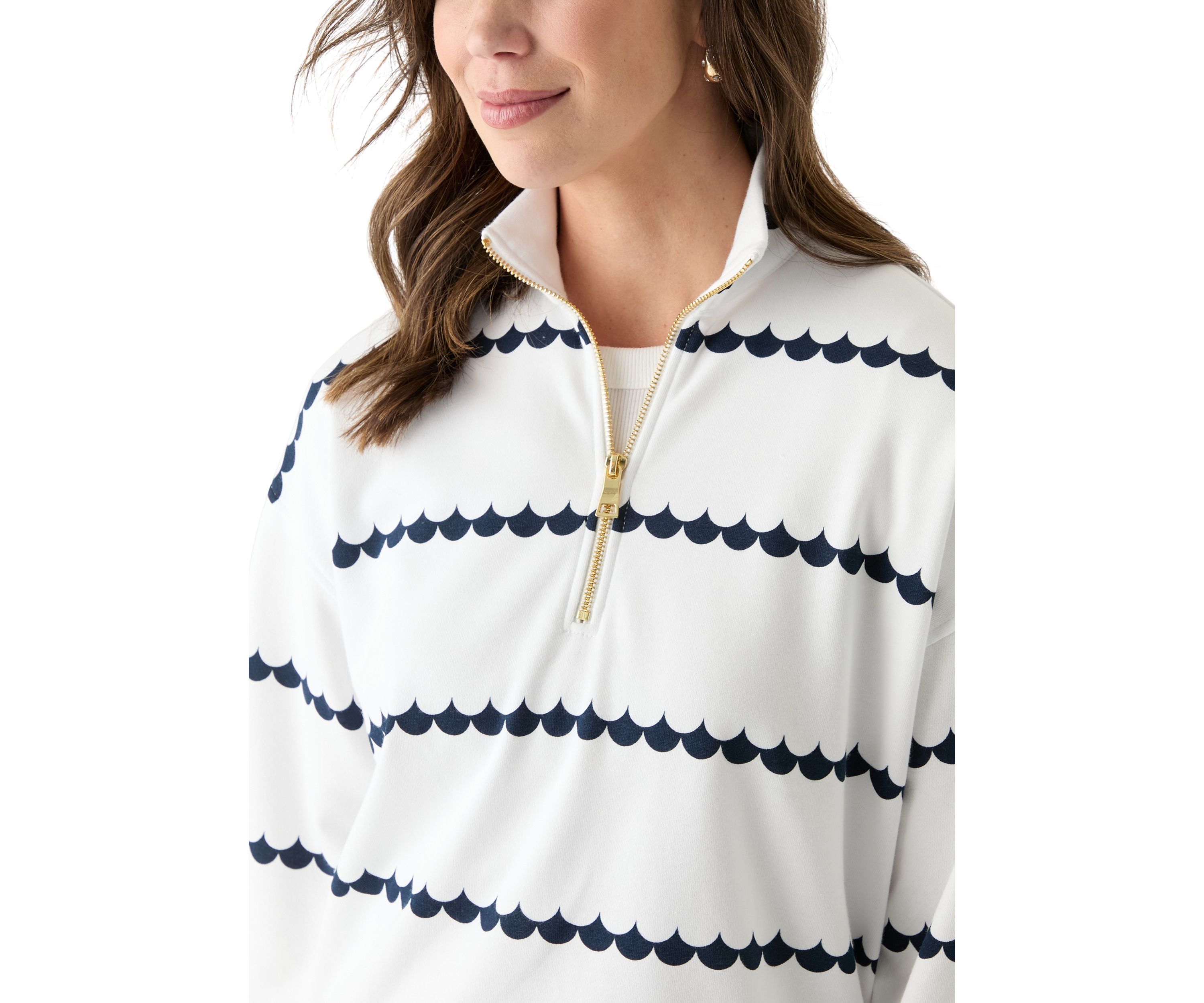 Womens 1/4 Zip Printed Popover Sweatshirt