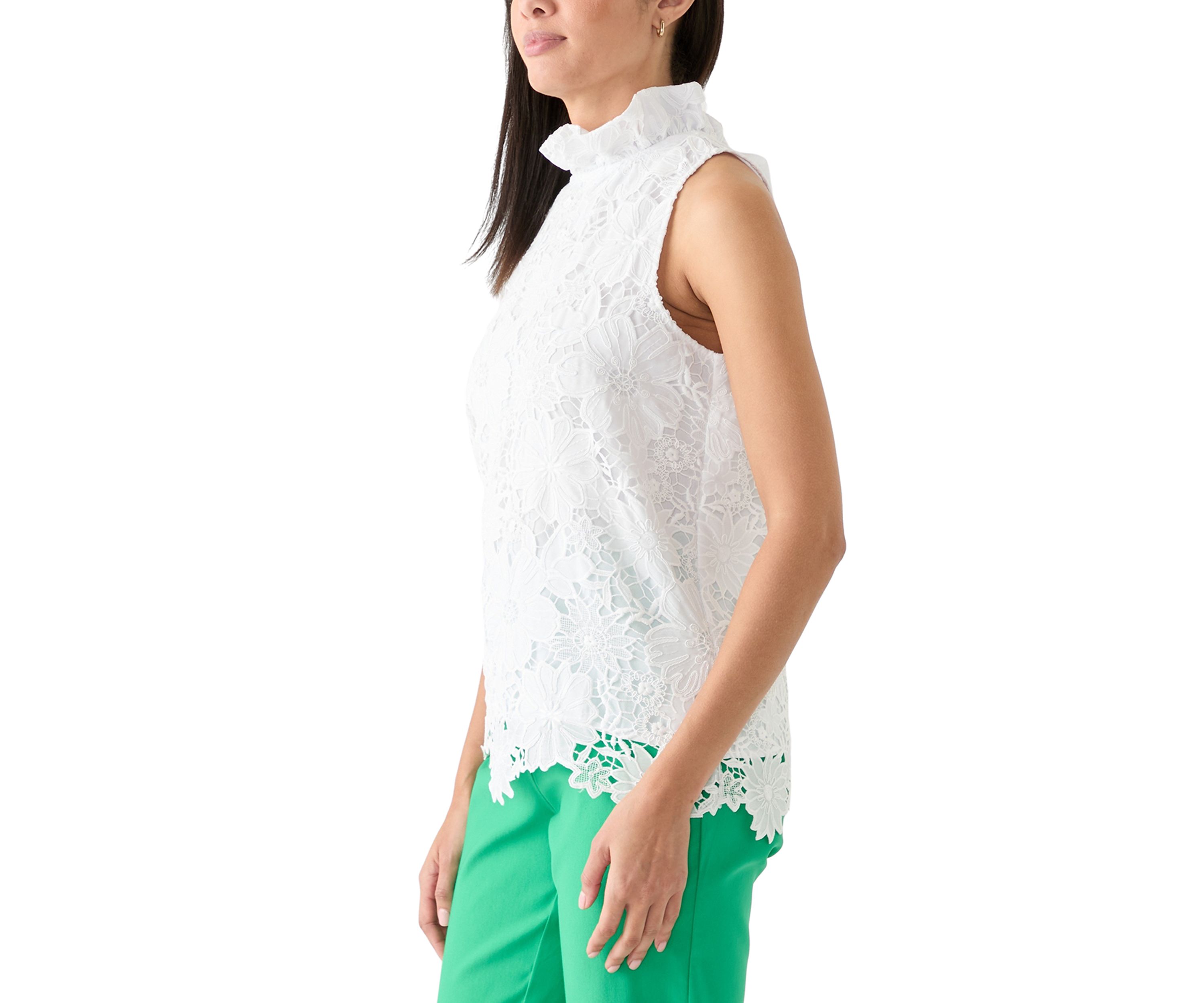 Petite Sleeveless 3D Floral Top with Bow Back Tie