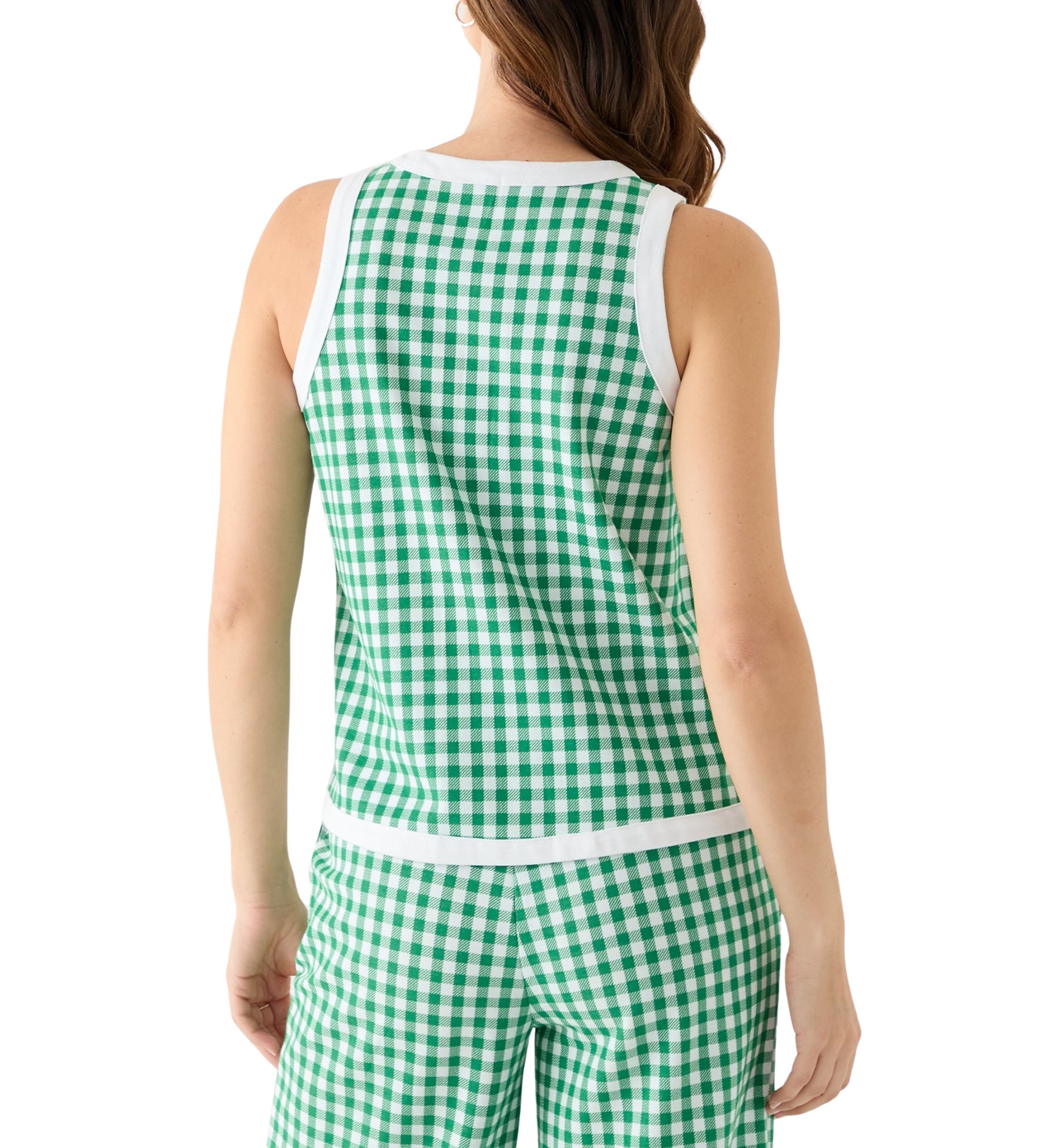 Womens Contrasting Piqué Trim Printed Tank Top