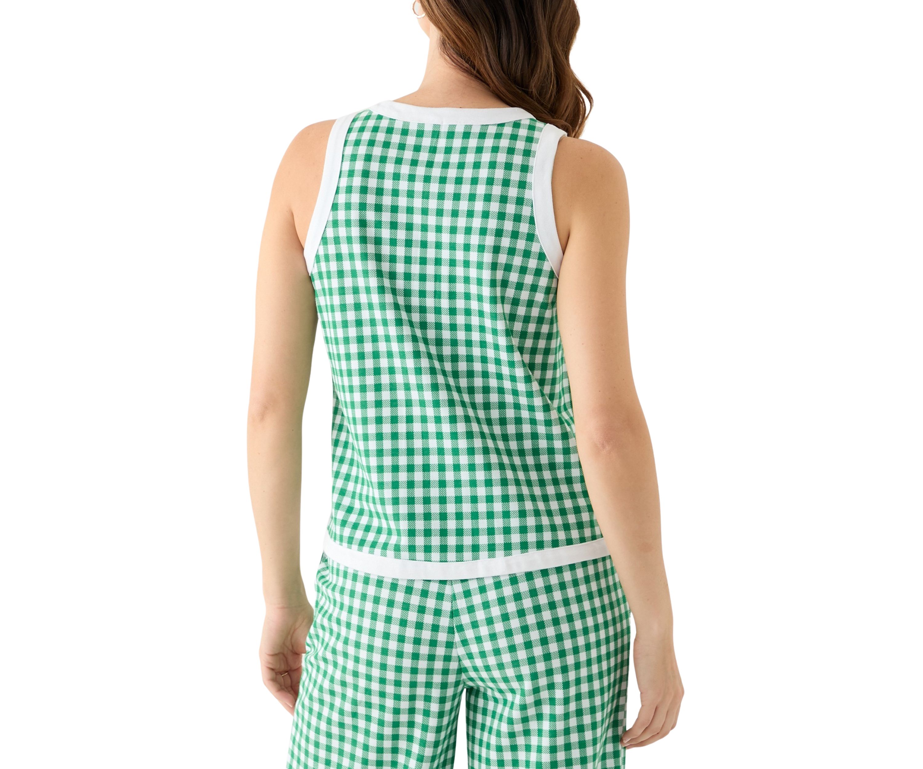 Womens Contrasting Piqué Trim Printed Tank Top