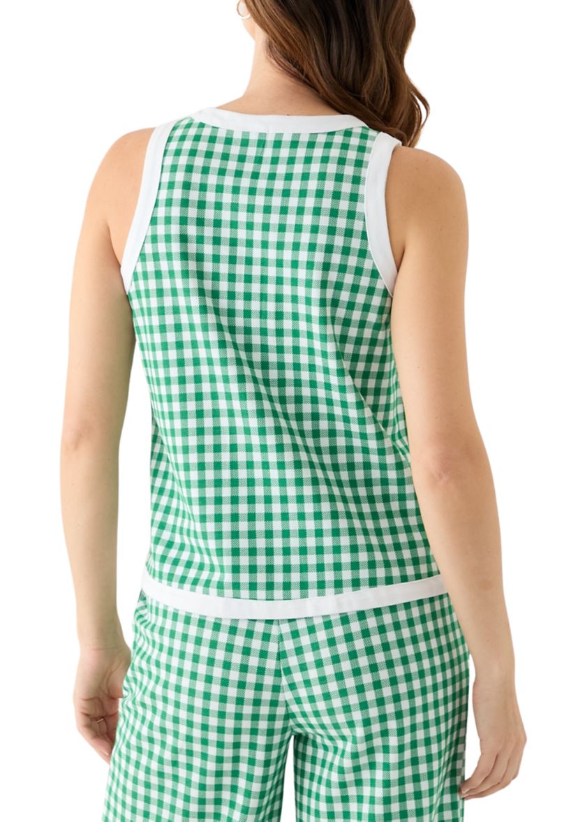 Womens Contrasting Piqué Trim Printed Tank Top