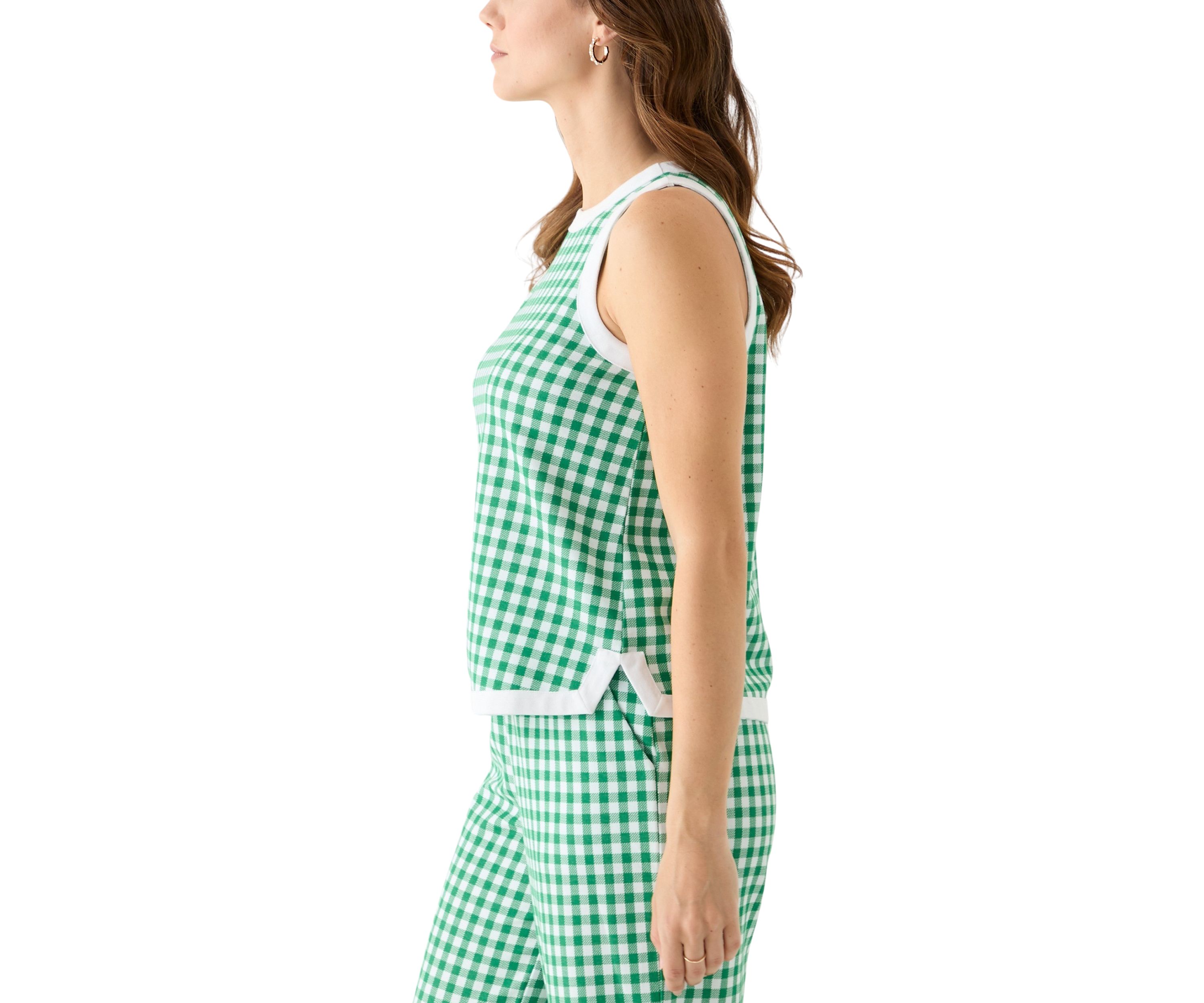 Womens Contrasting Piqué Trim Printed Tank Top