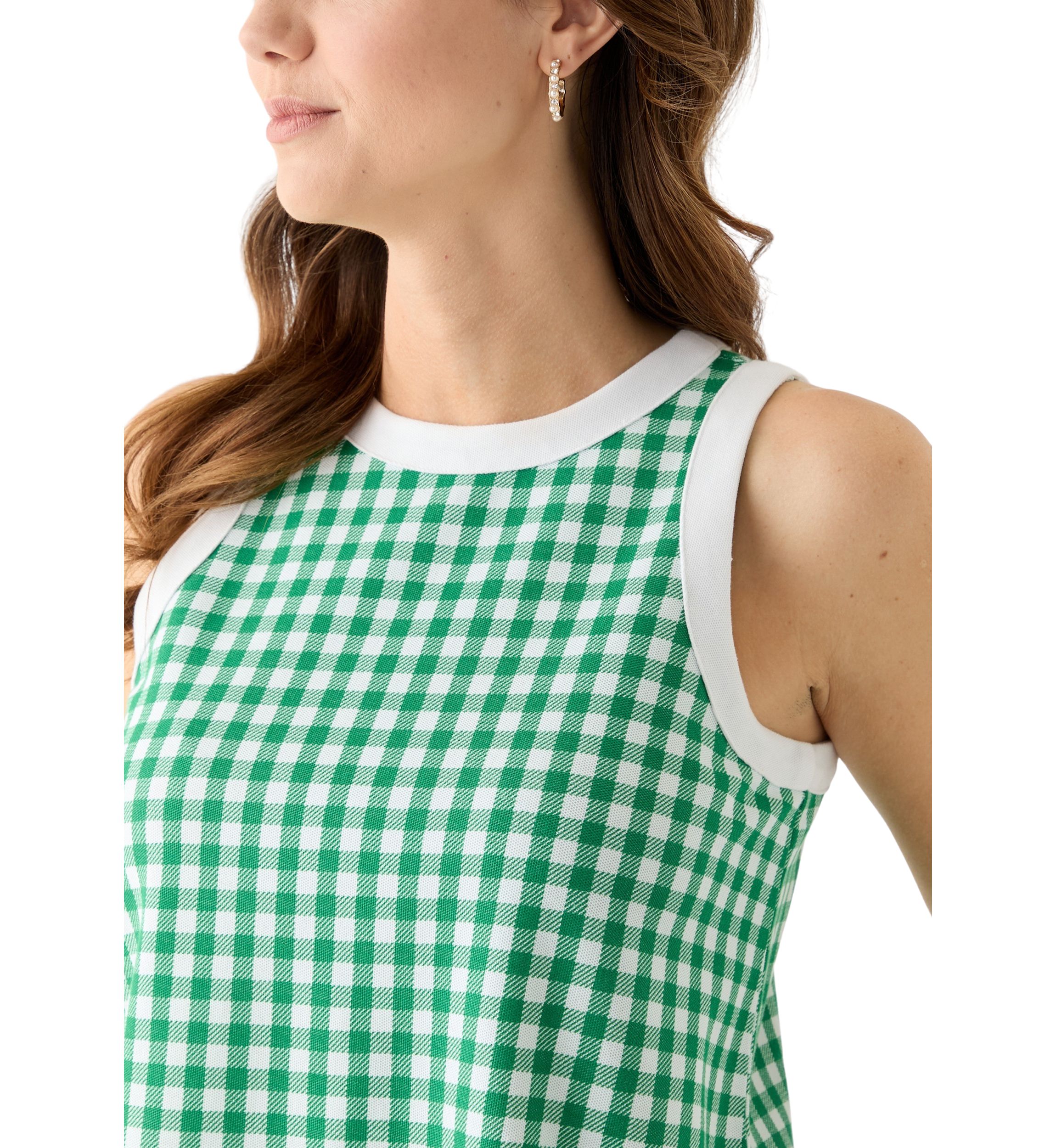 Womens Contrasting Piqué Trim Printed Tank Top