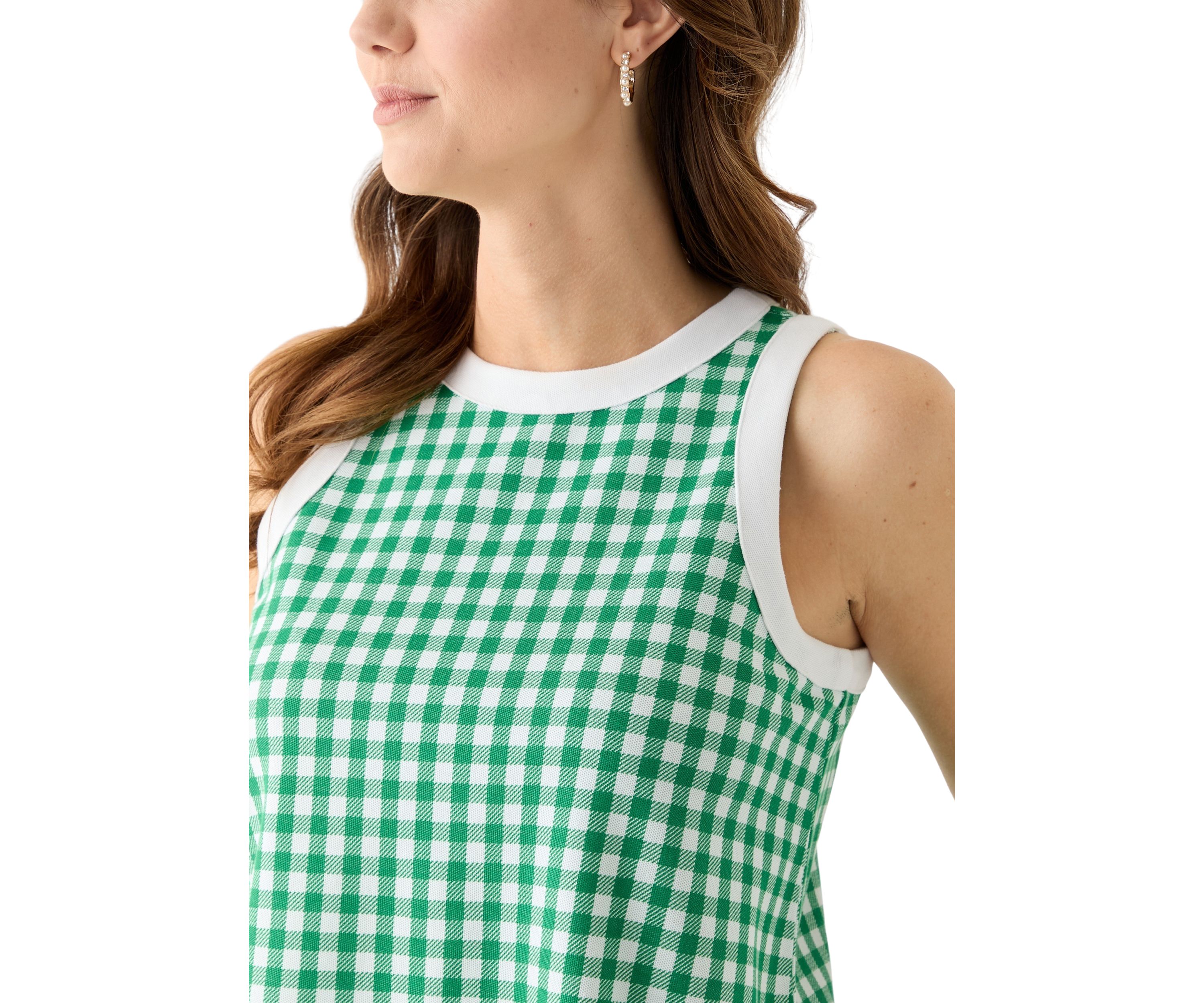 Womens Contrasting Piqué Trim Printed Tank Top