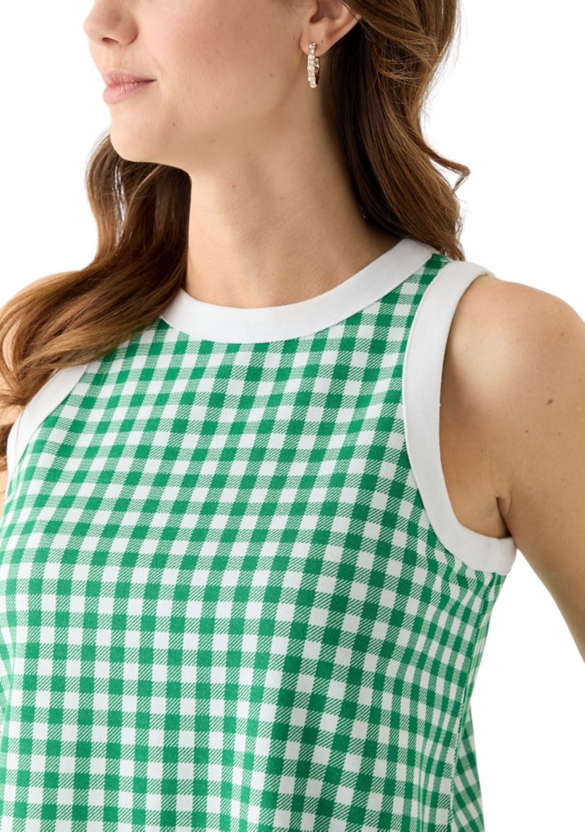 Womens Contrasting Piqué Trim Printed Tank Top