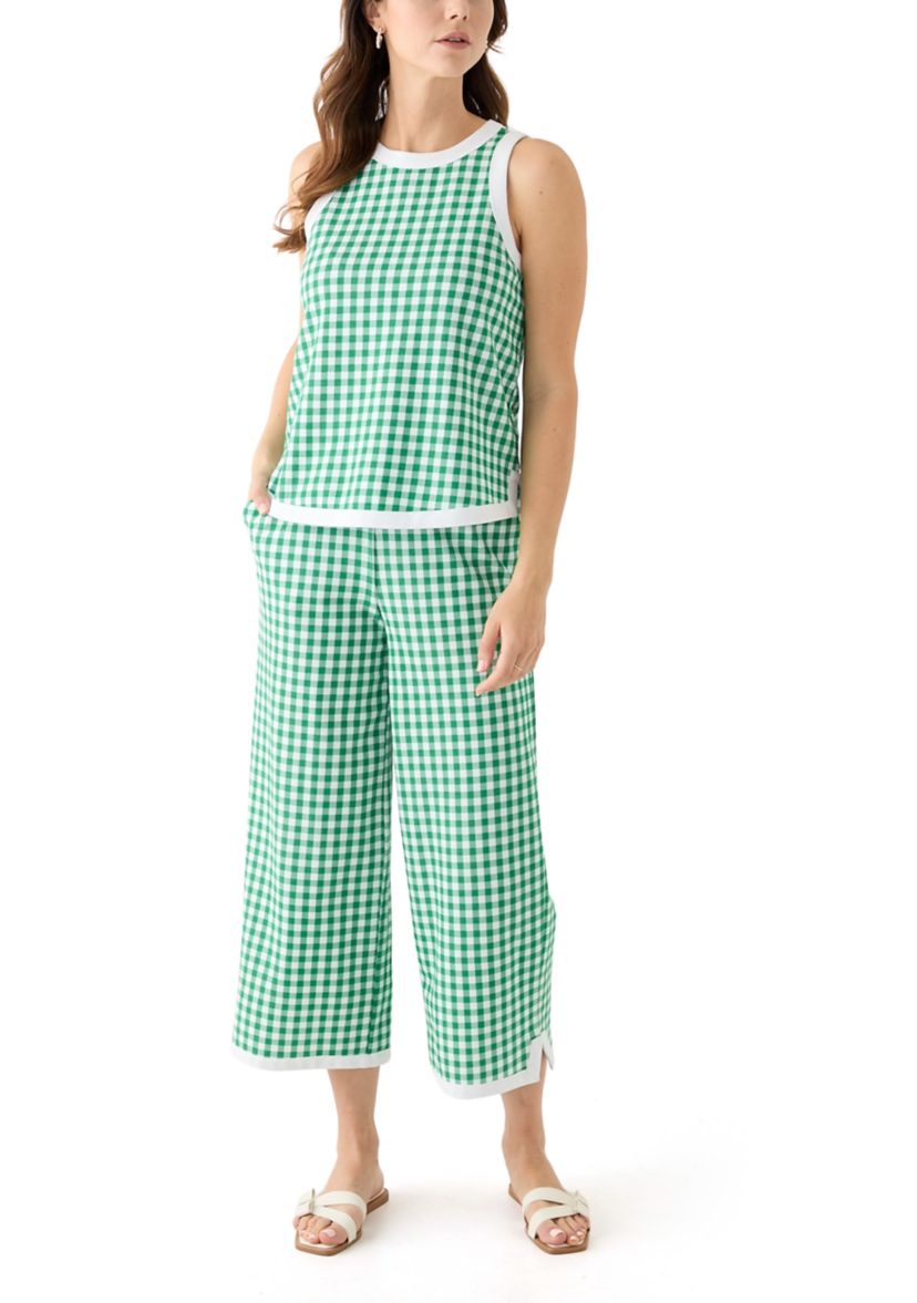 Womens Contrasting Piqué Trim Printed Tank Top