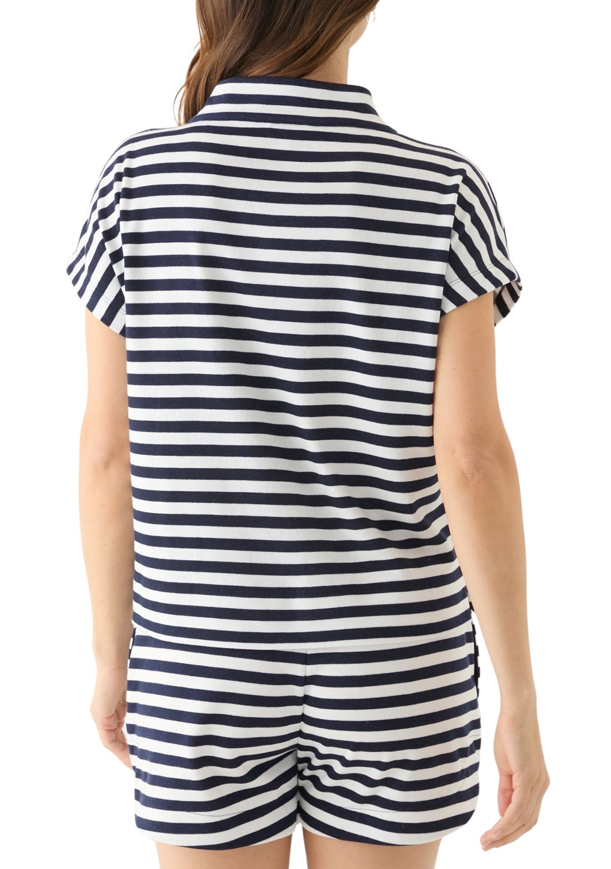 Womens Striped Zip Pullover