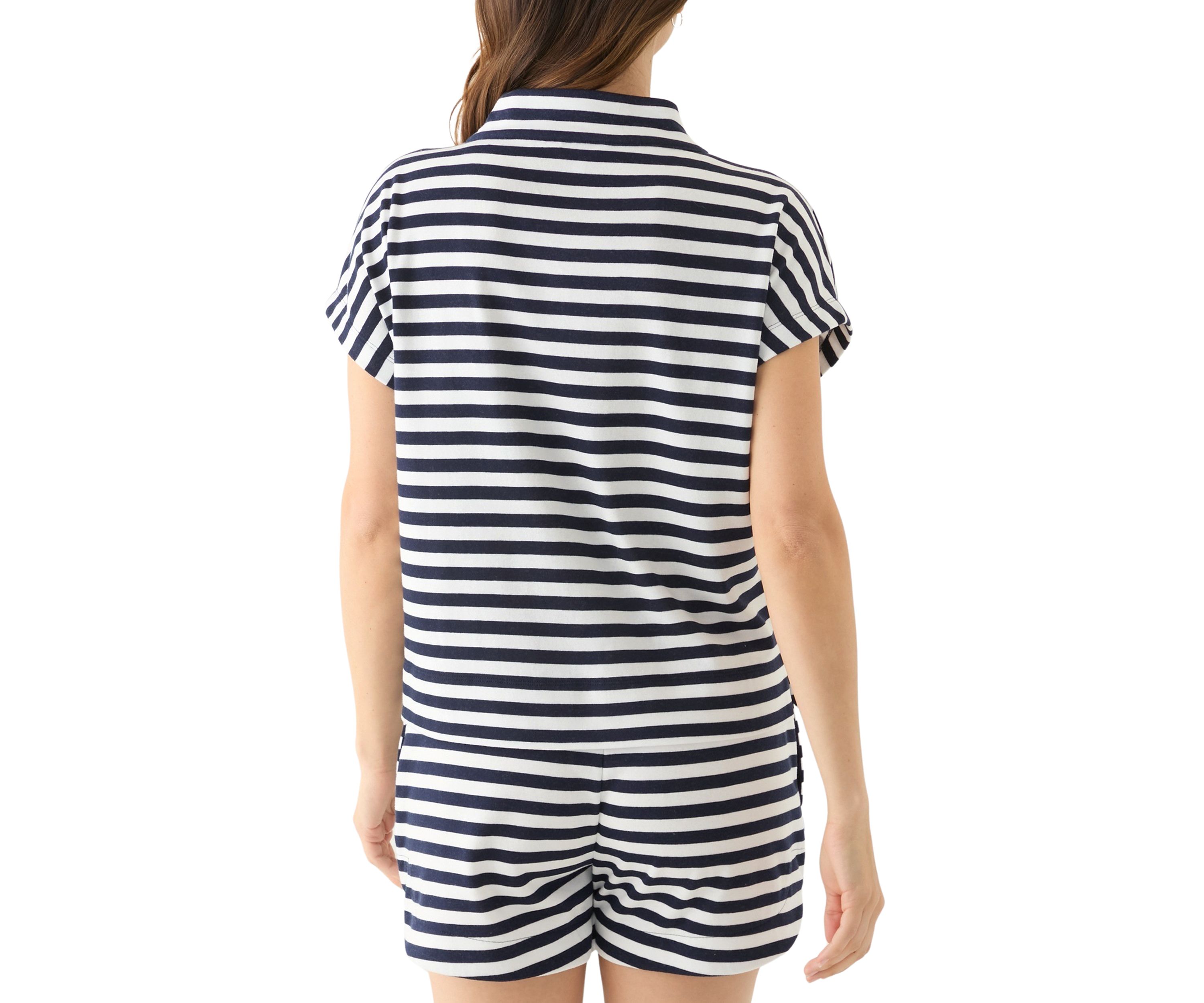 Womens Striped Zip Pullover