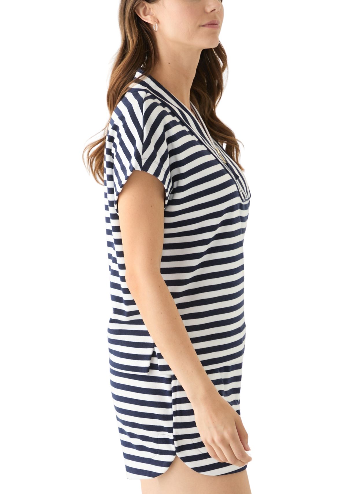 Womens Striped Zip Pullover