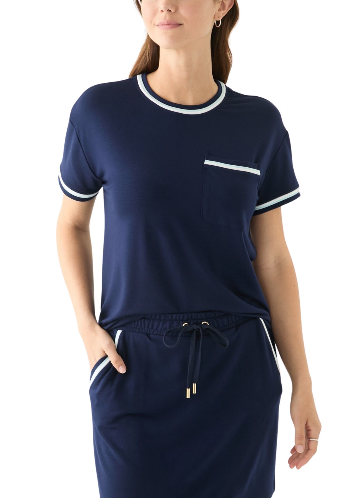 Womens Piped Pocket T-Shirt