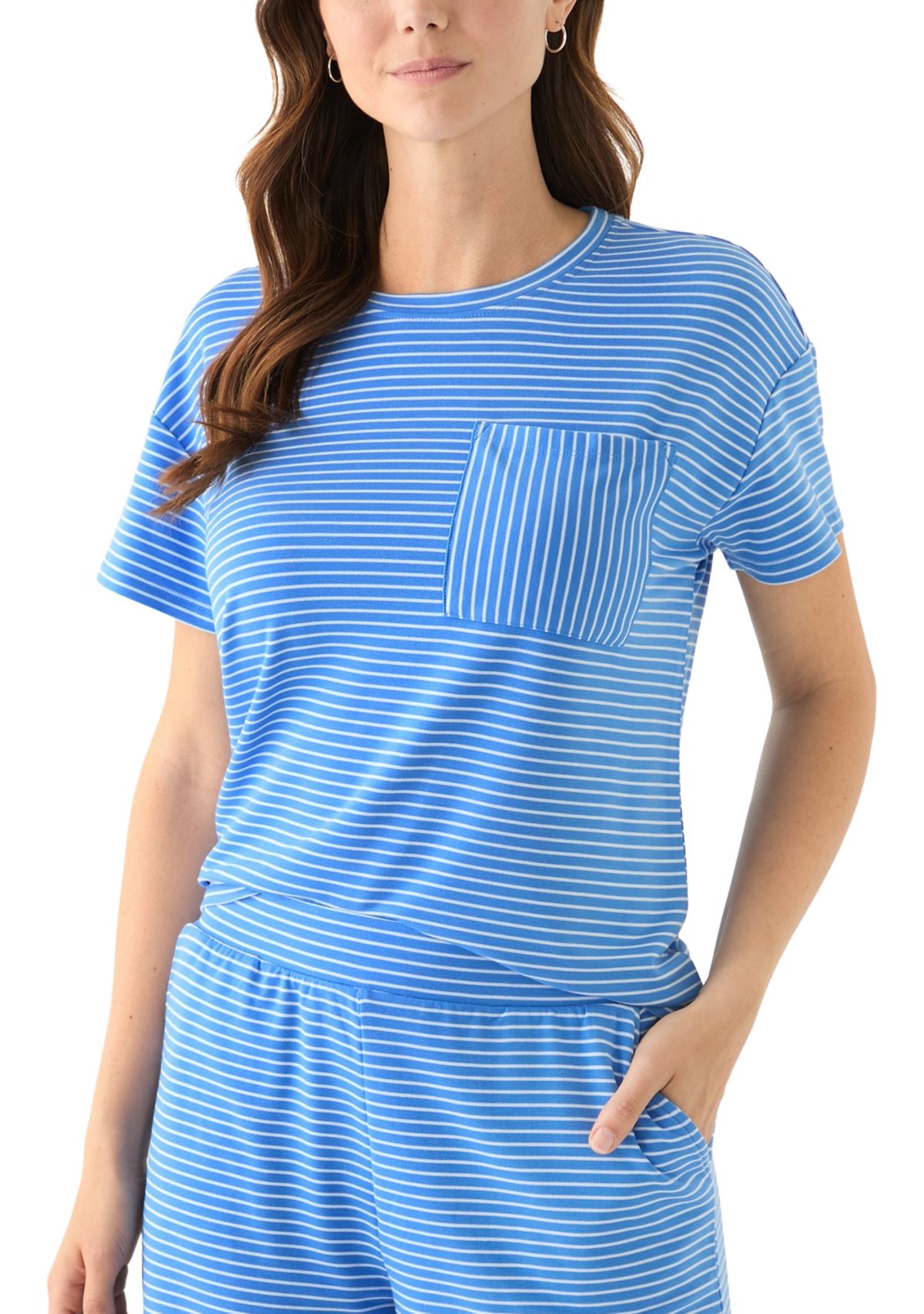 Womens Stripe Pocket T-Shirt