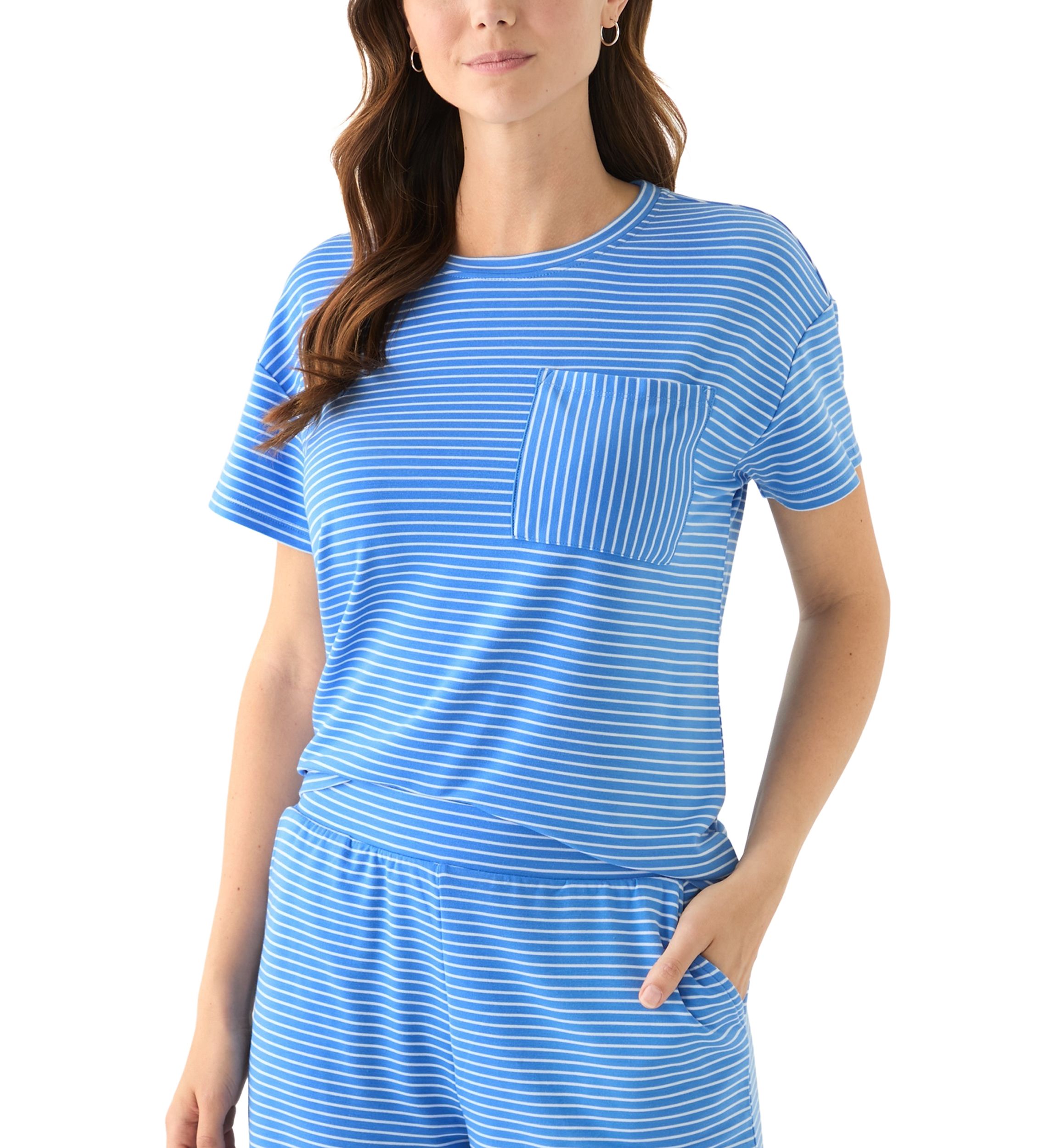 Womens Stripe Pocket T-Shirt
