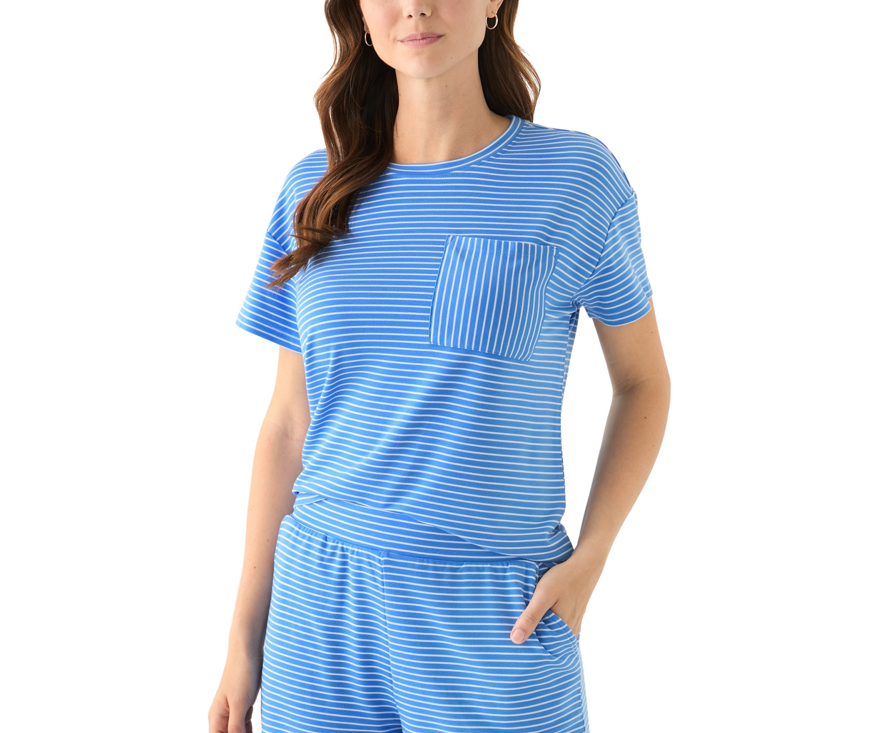 Womens Stripe Pocket T-Shirt